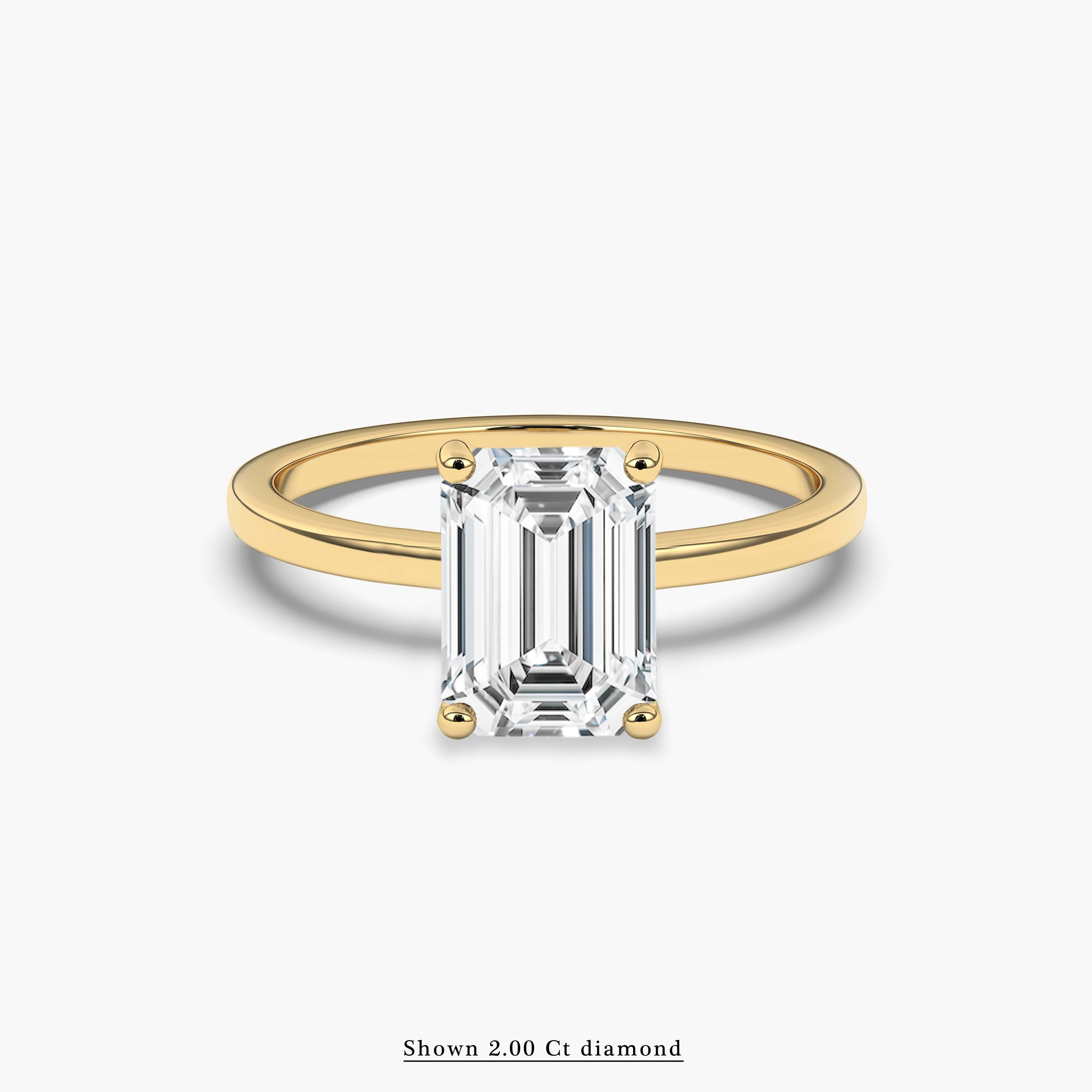 Yellow Gold Emerald Cut Solitaire Engagement Ring