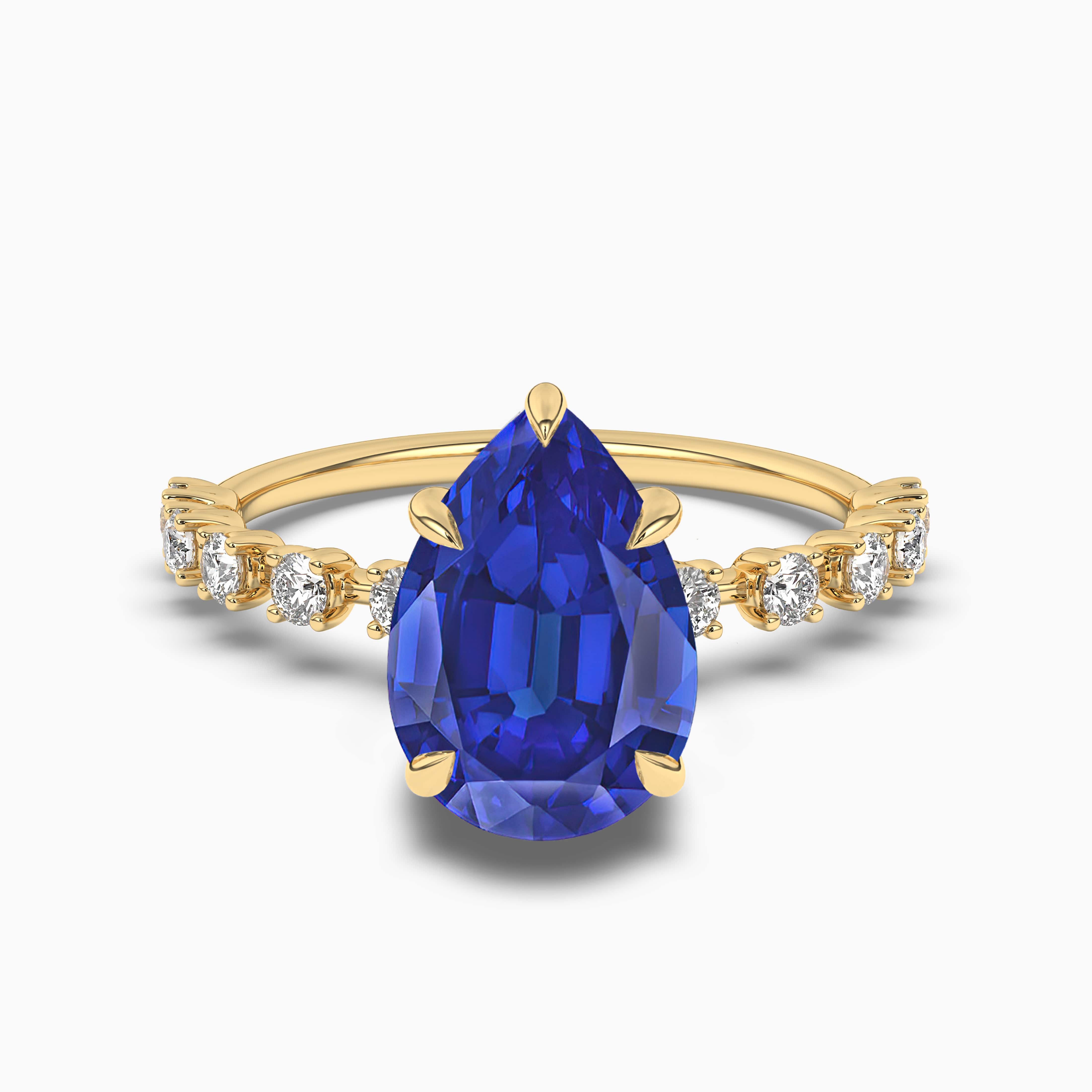 Pear Shape Blue Sapphire & Diamond Engagement Ring