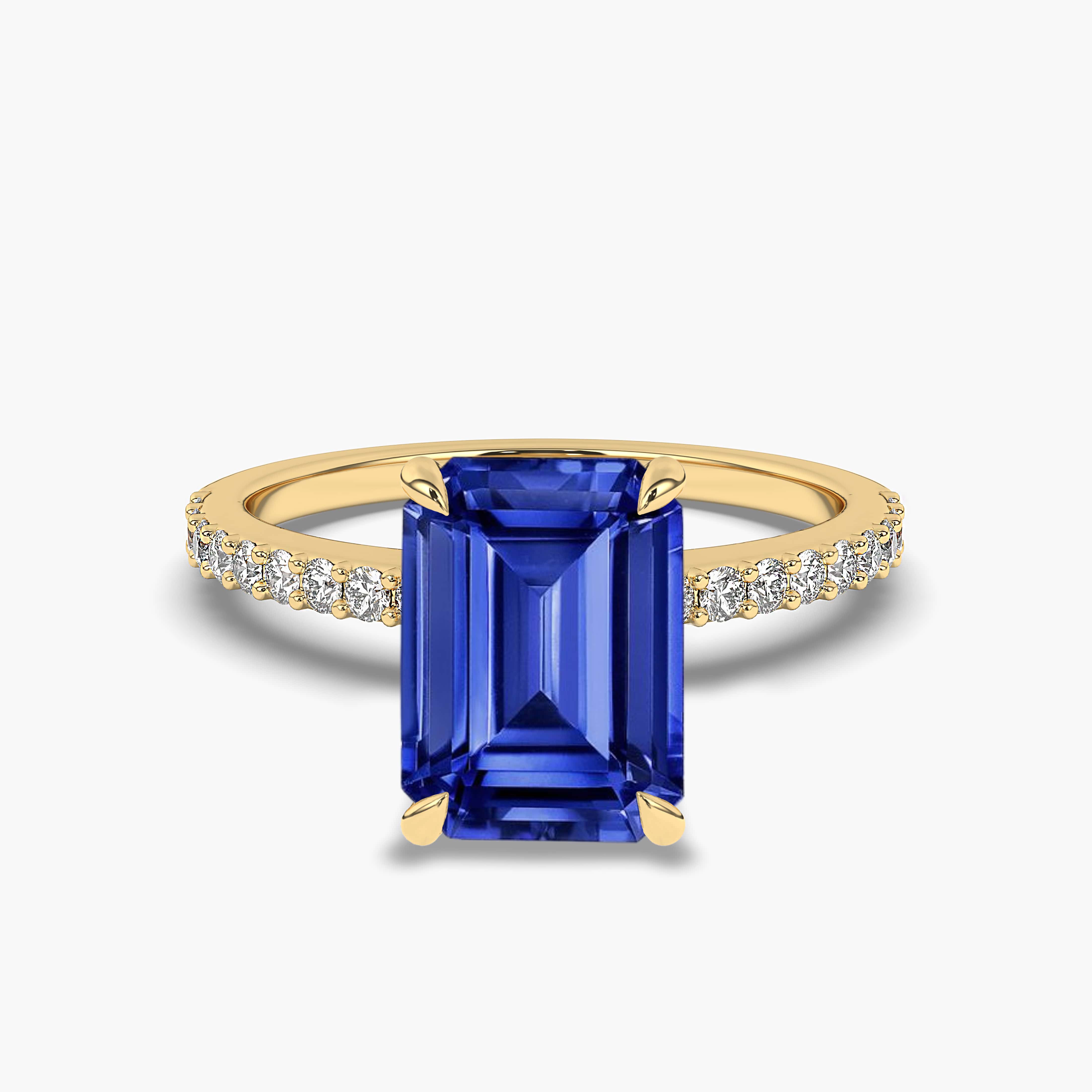 Emerald And Blue Sapphire Engagement Ring