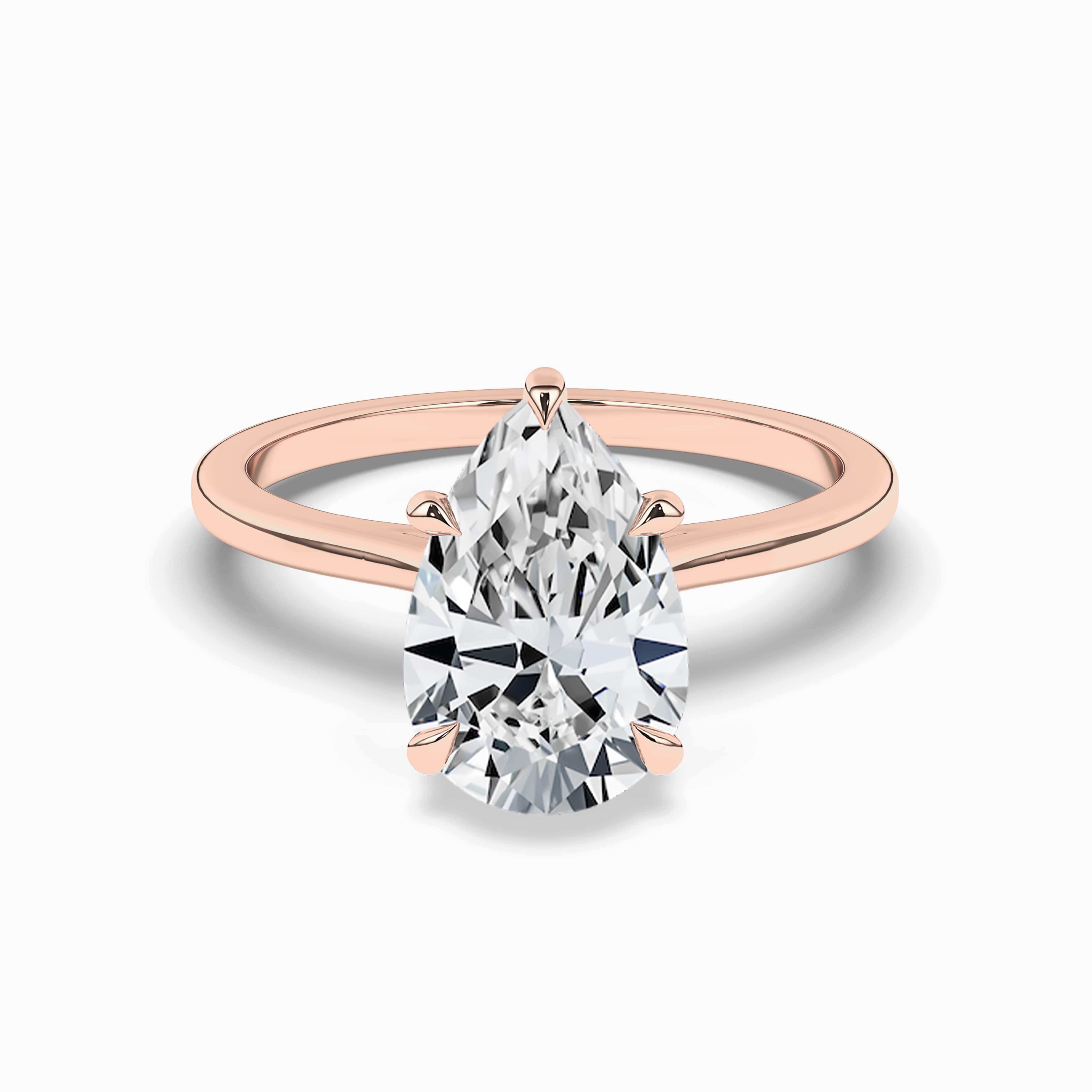  Pear Solitaire Engagement Ring In Rose Gold