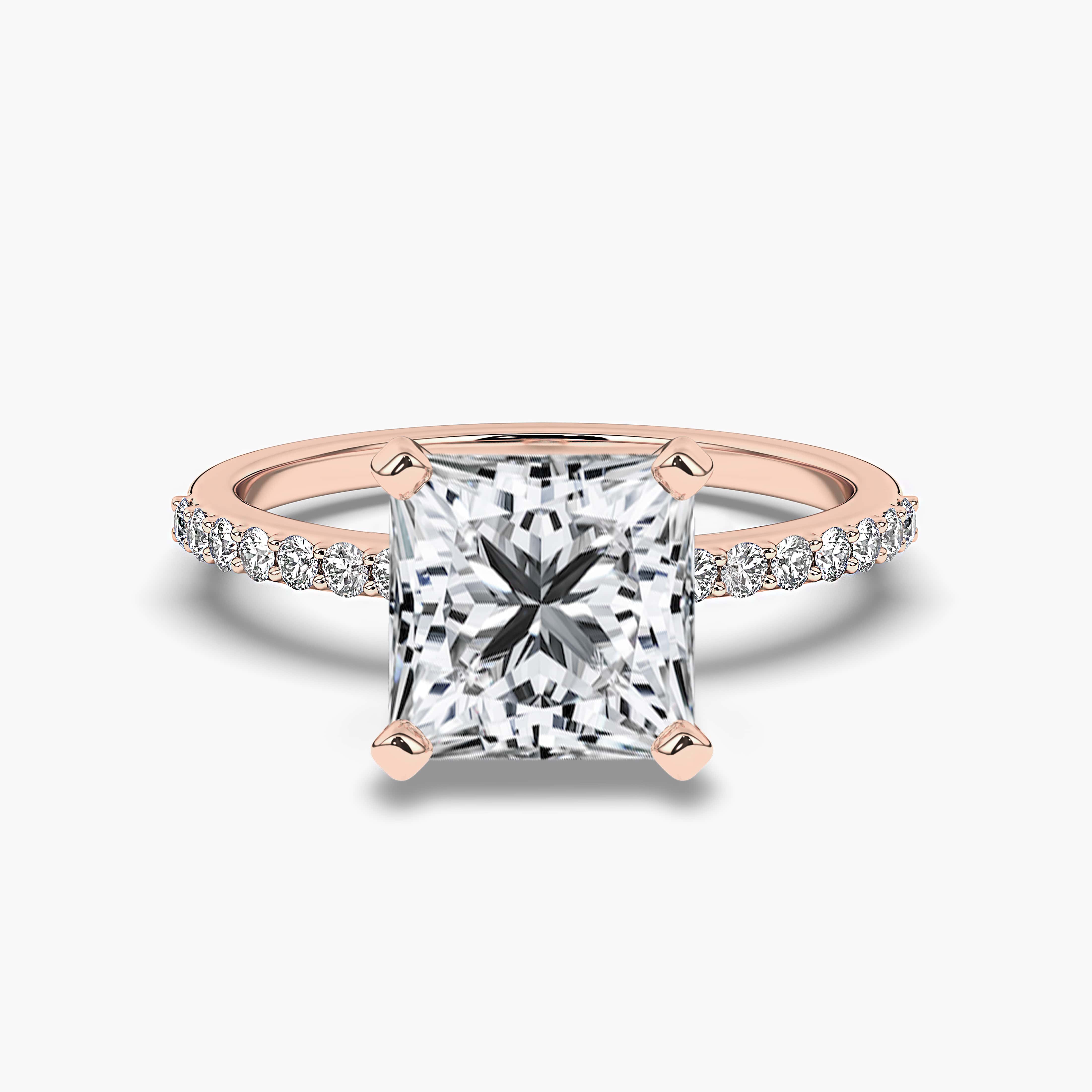 Rose and White Gold Princess Cut Diamond Solitaire Engagement Ring 