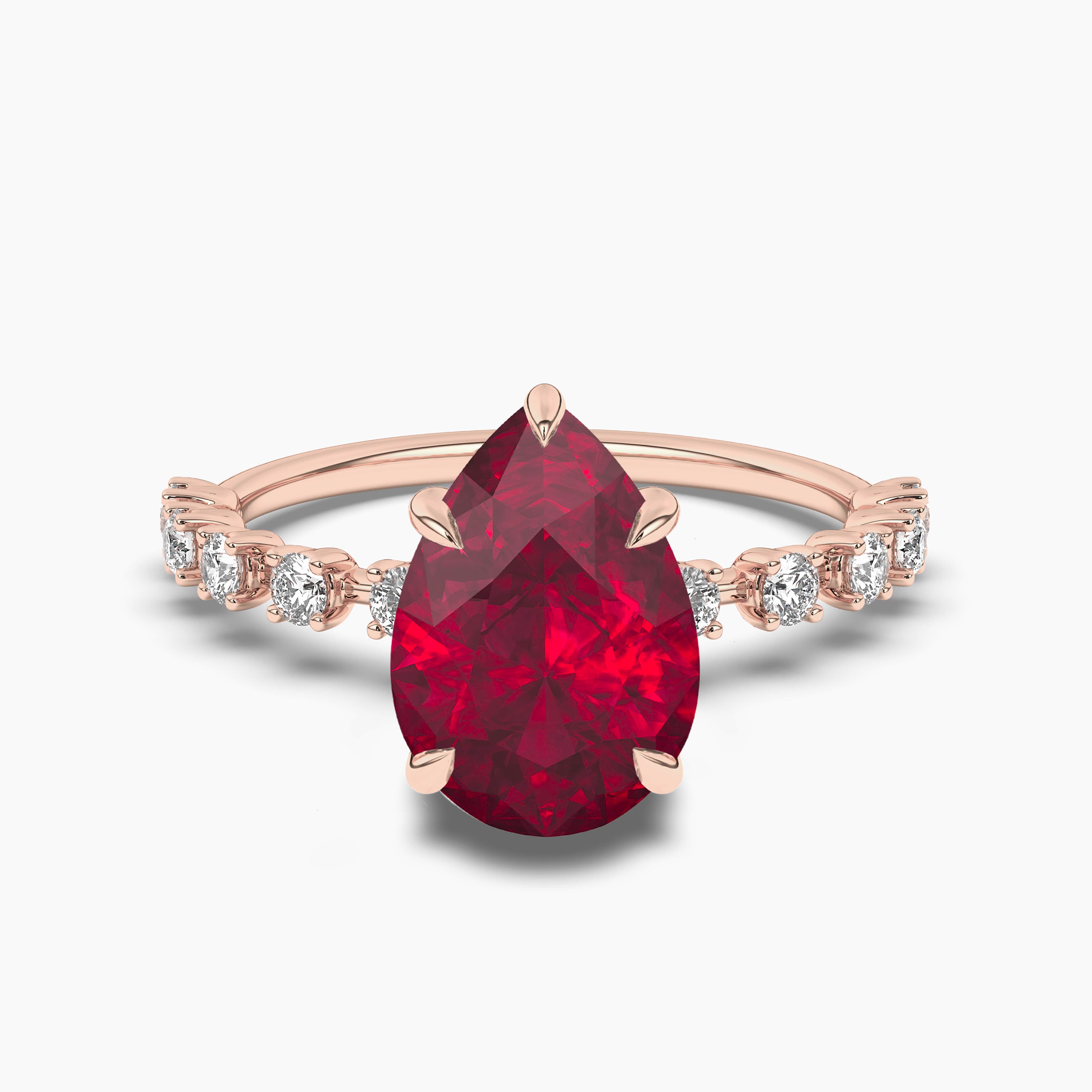 Pear Shape Ruby Ring with Diamonds