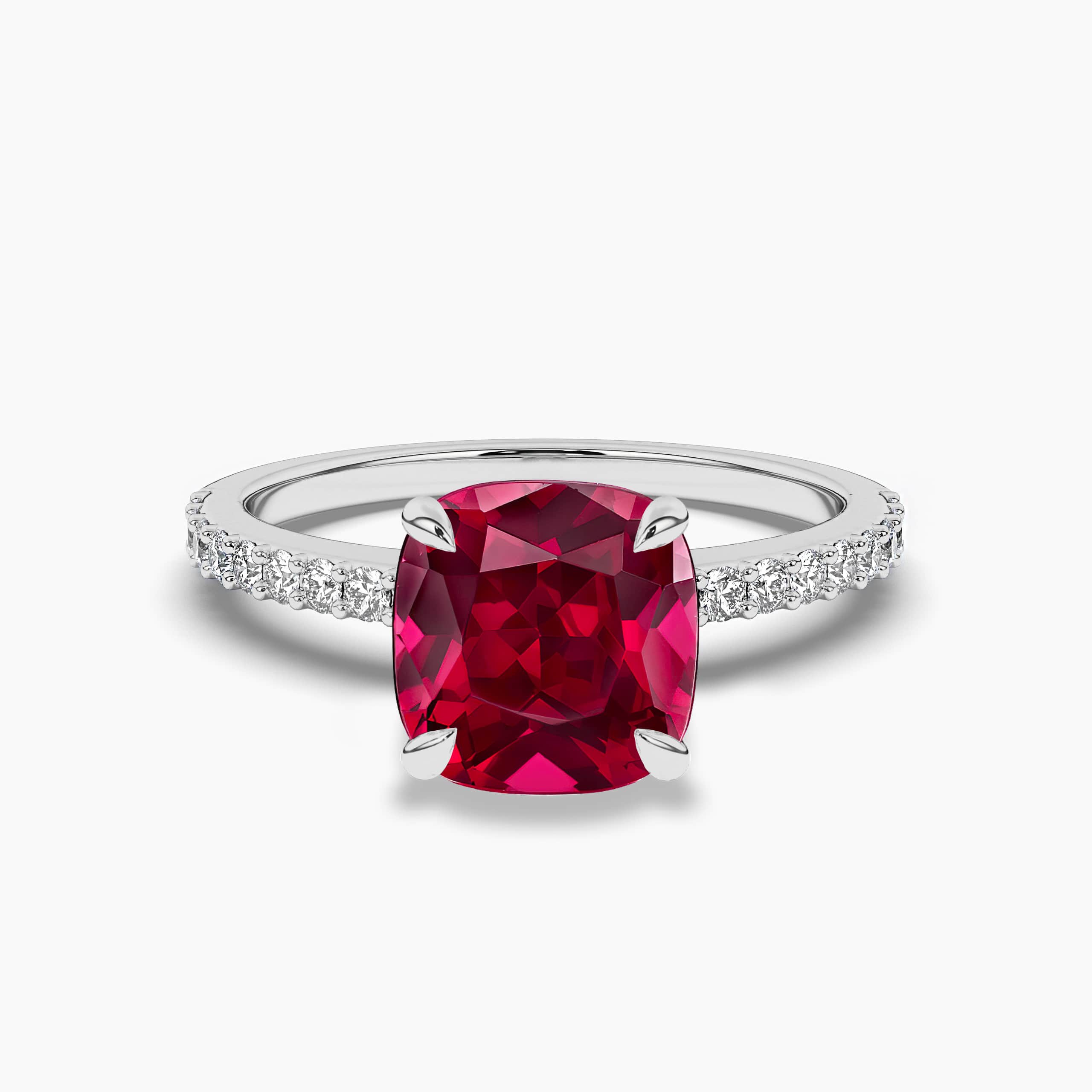 Cushion Cut Ruby Engagement Ring White Gold Ruby And Diamond Ring Unique