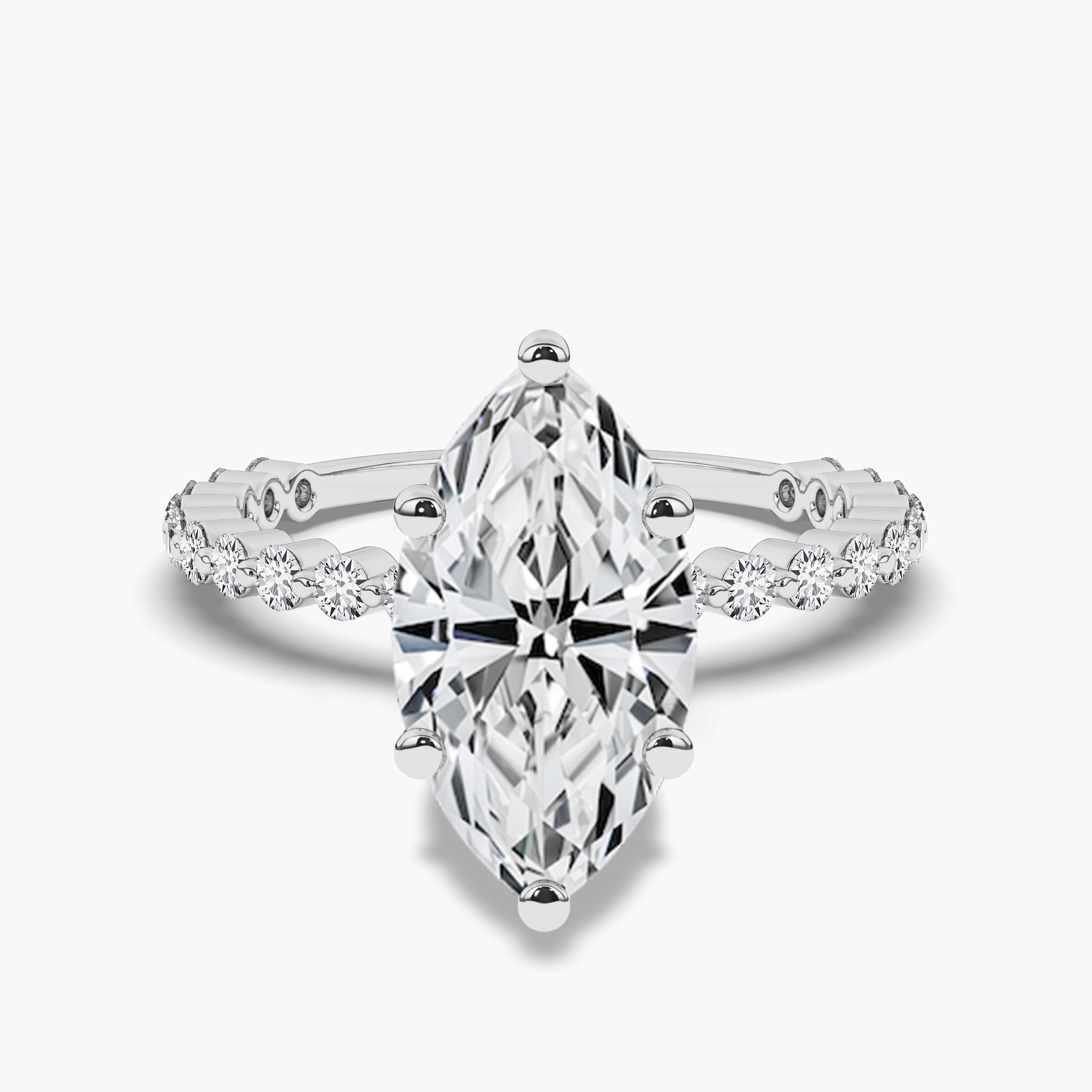 MARQUISE CUT ENGAGEMENT RINGS  WHITE GOLD