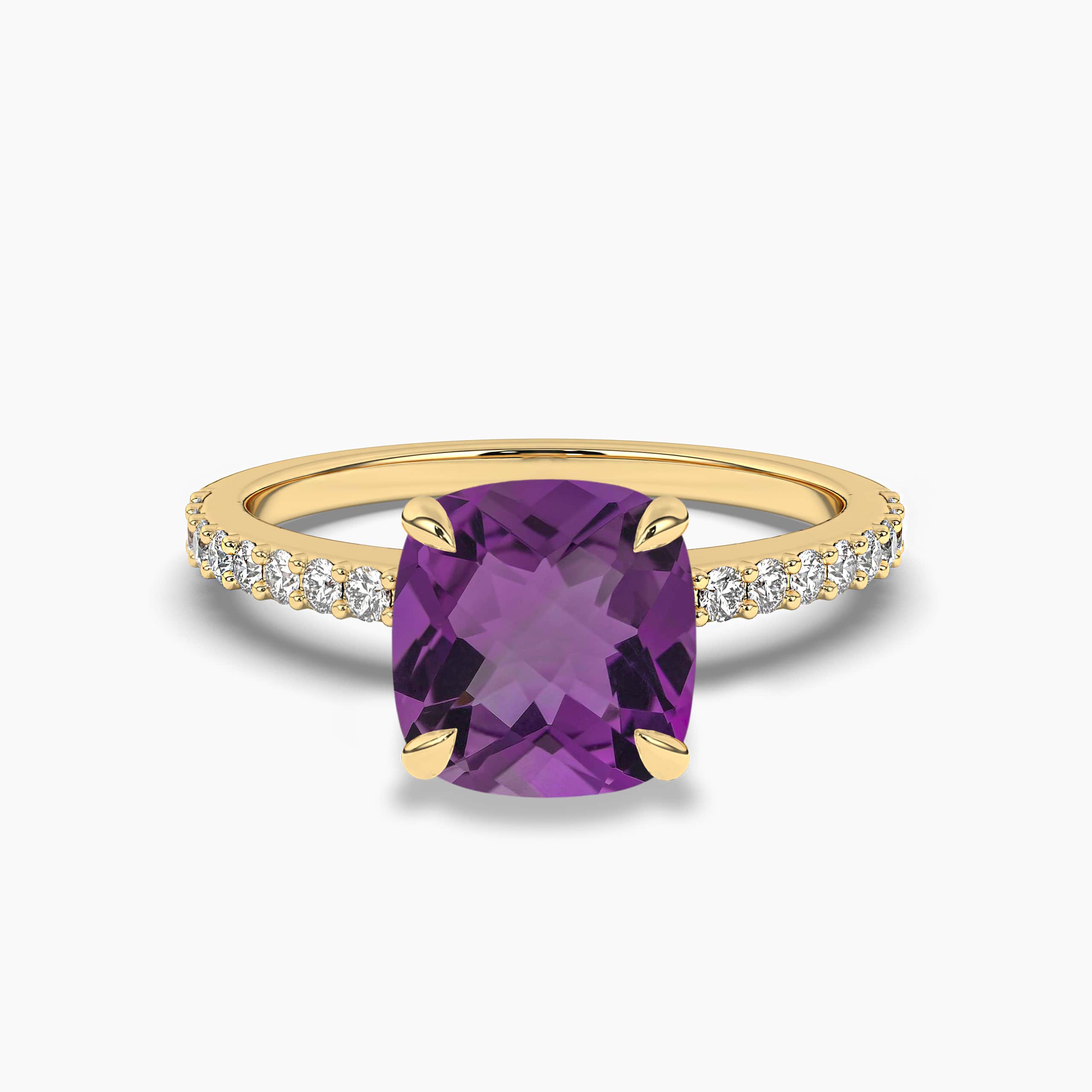Amethyst and Diamond Ring in yellow gold