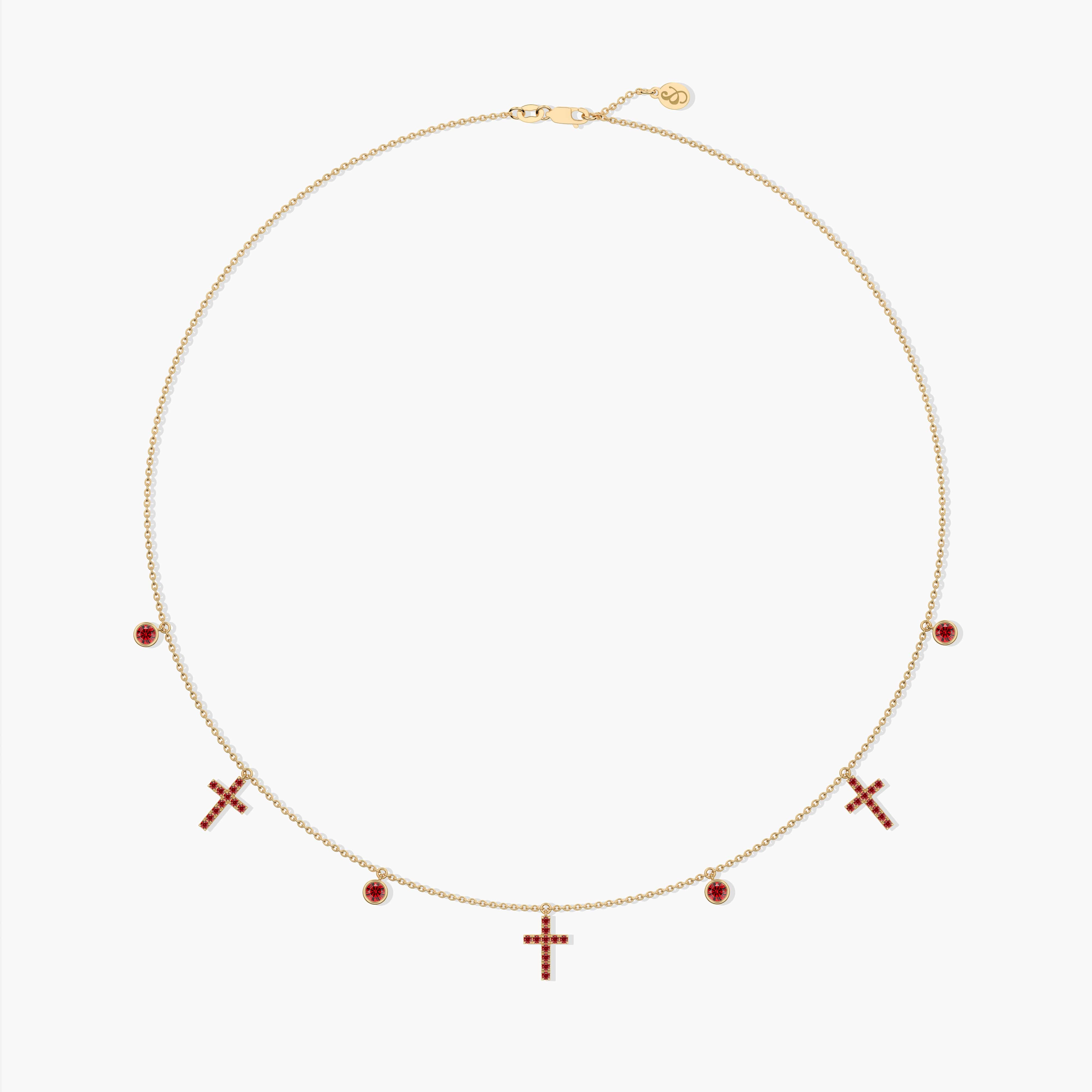 gold and ruby cross necklace