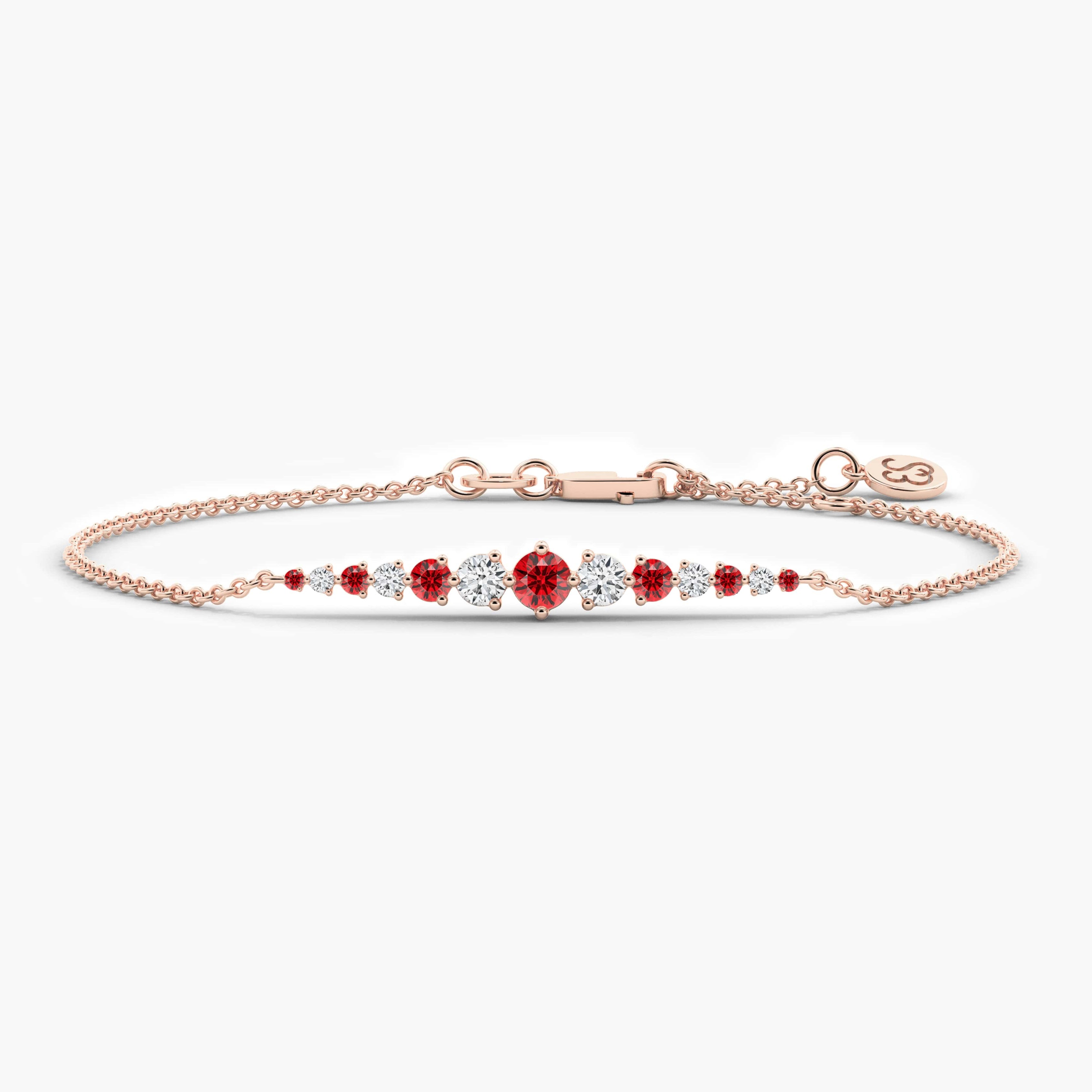 ruby graduated diamond  bracelet gold