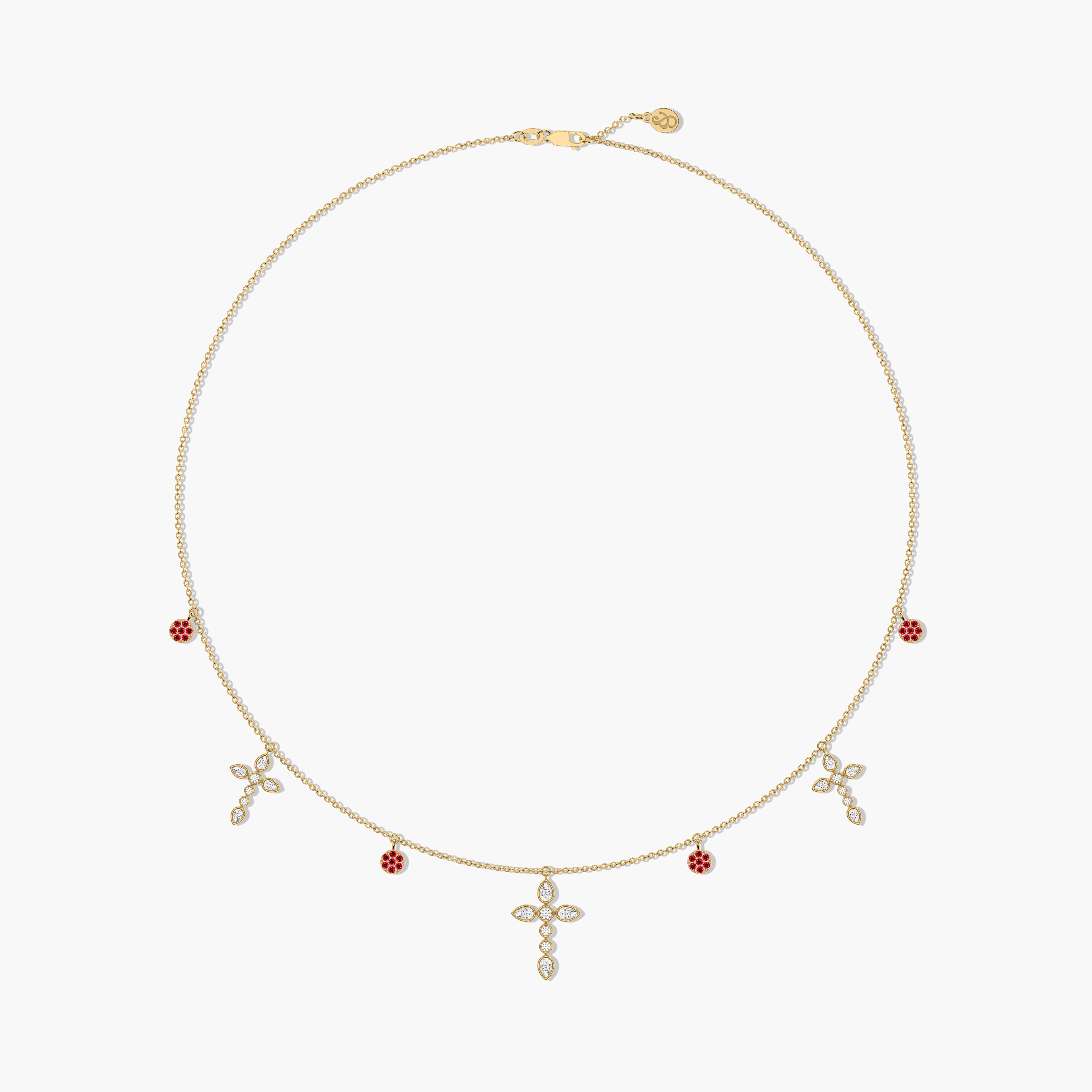 ruby cross necklace yellow gold