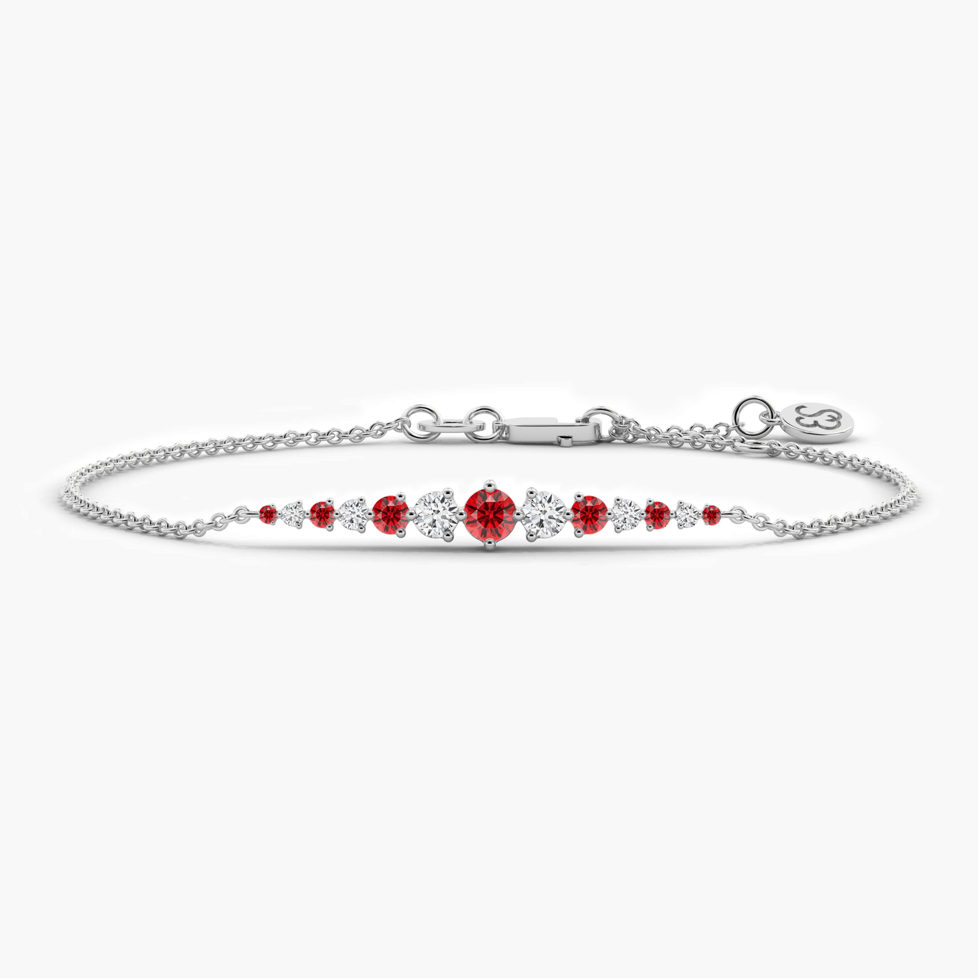 white gold diamond and ruby bracelet