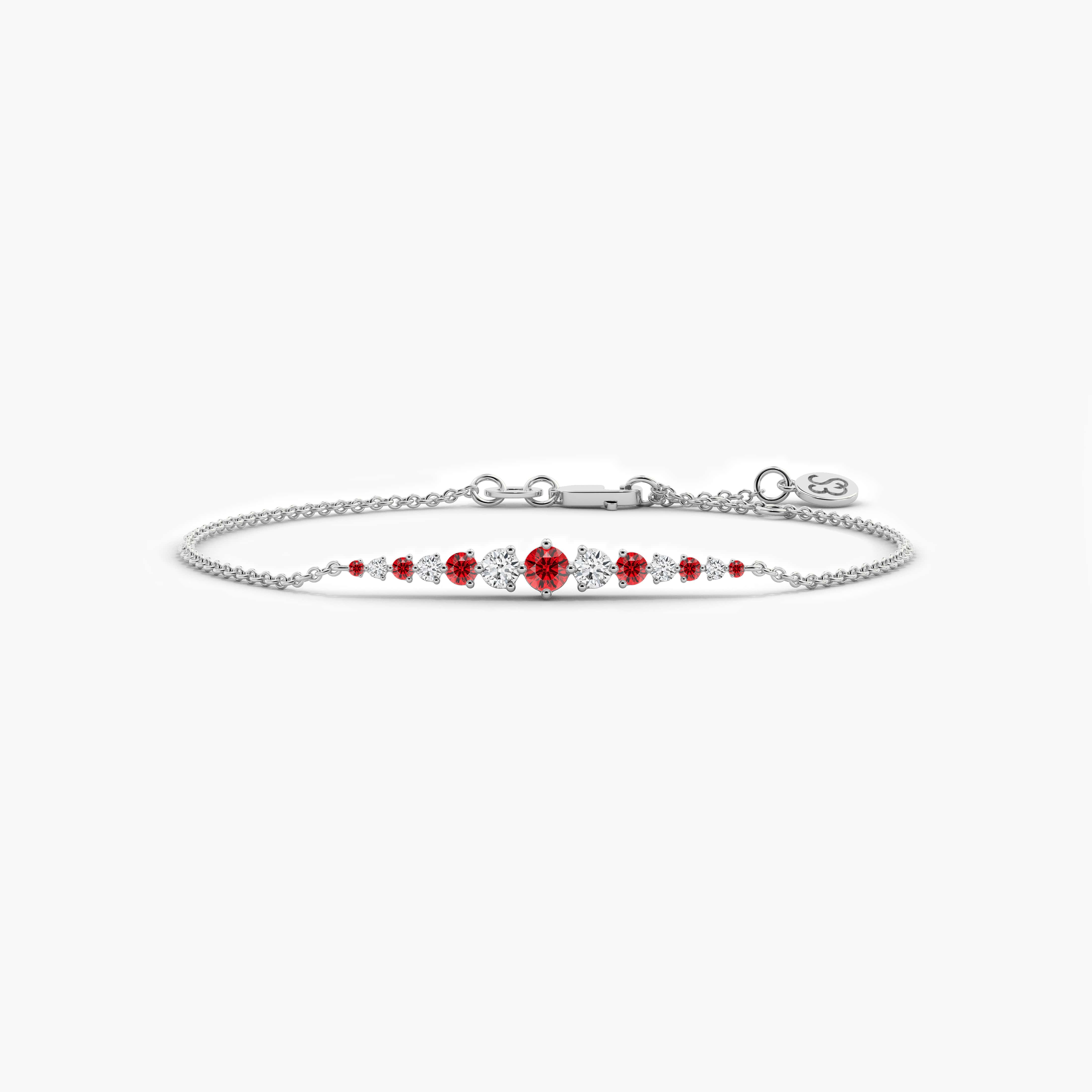 white gold diamond and ruby bracelet