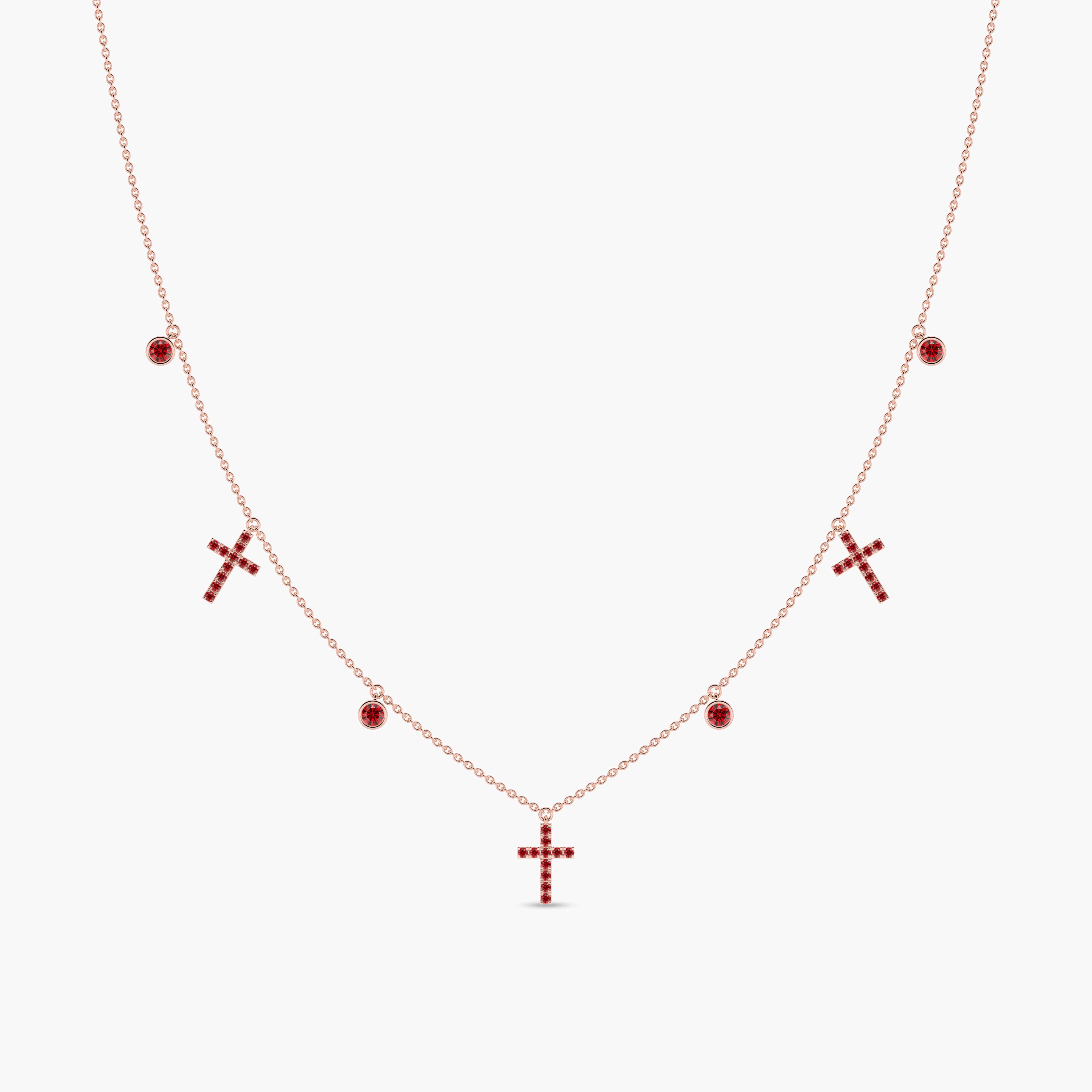 gold ruby cross necklace