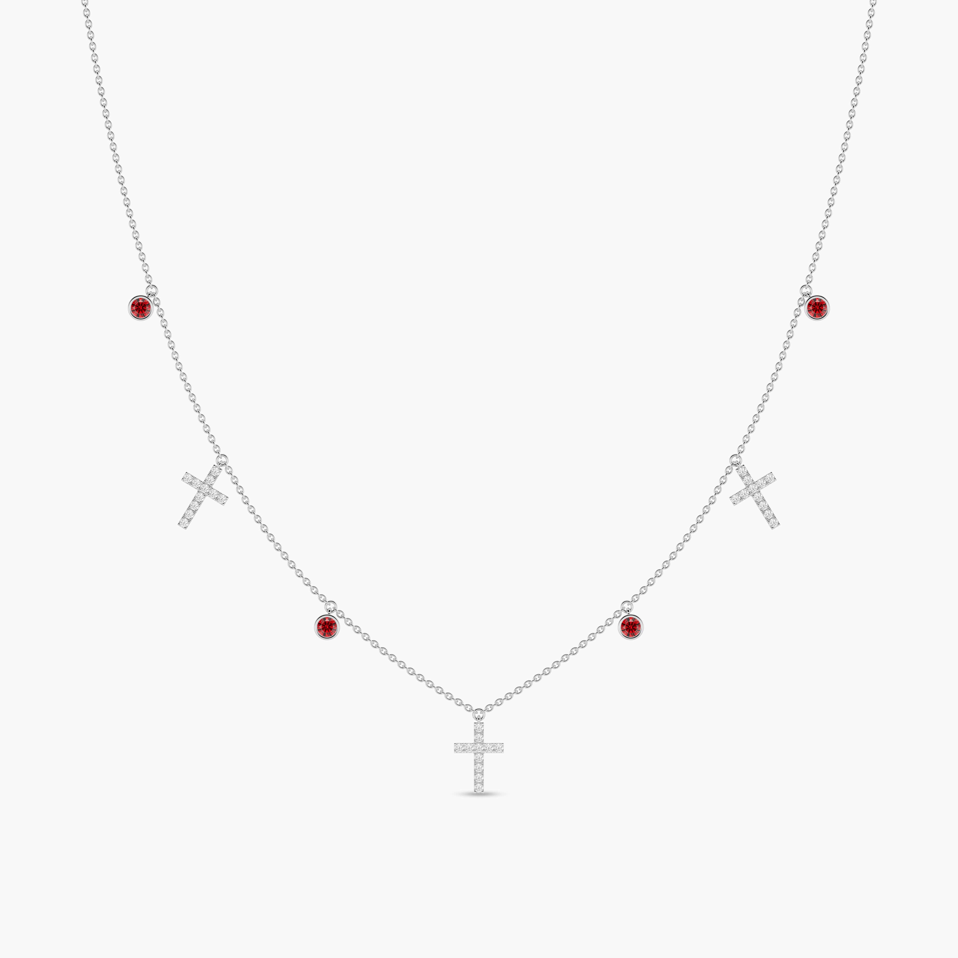 diamond station necklace white gold