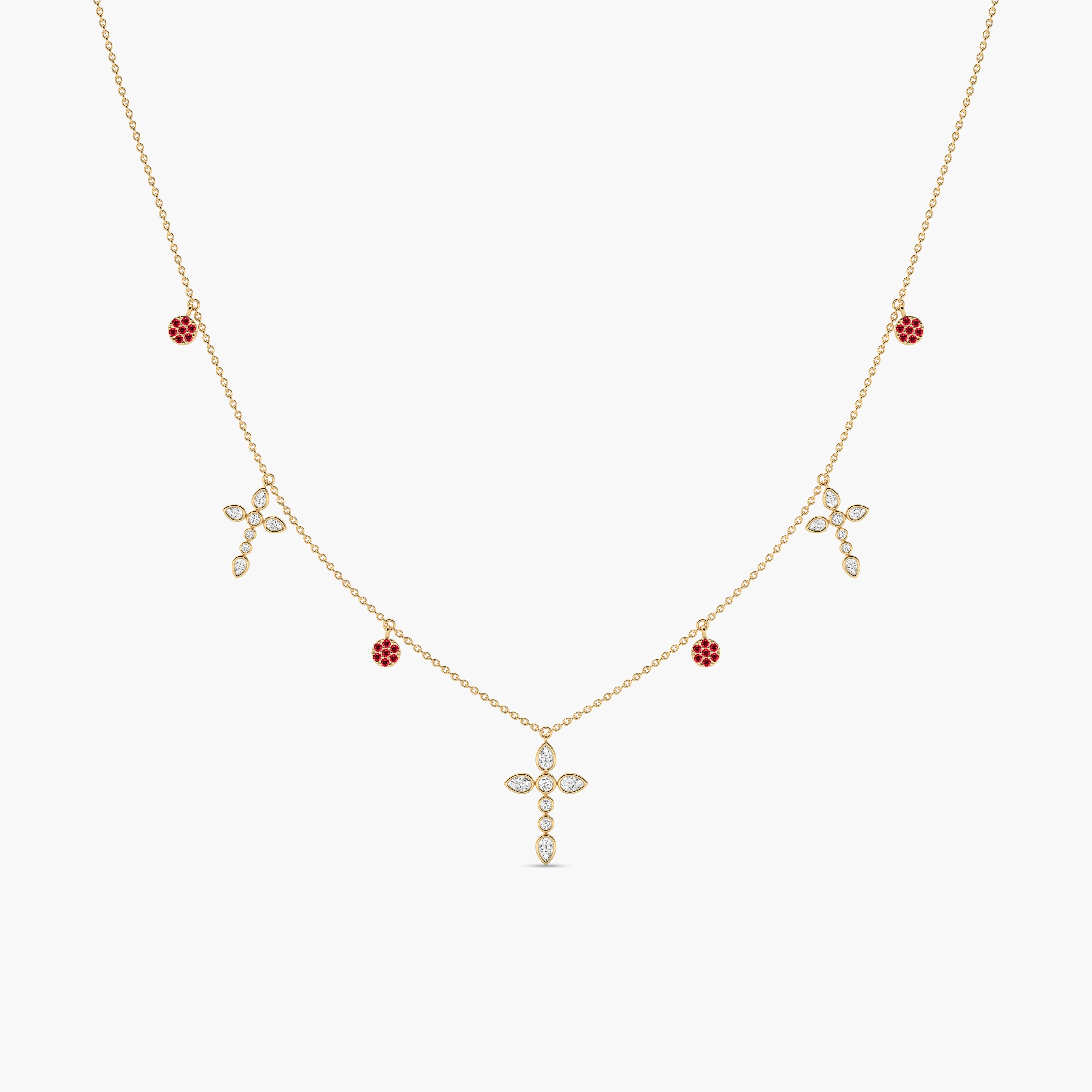 ruby and diamond cross necklace