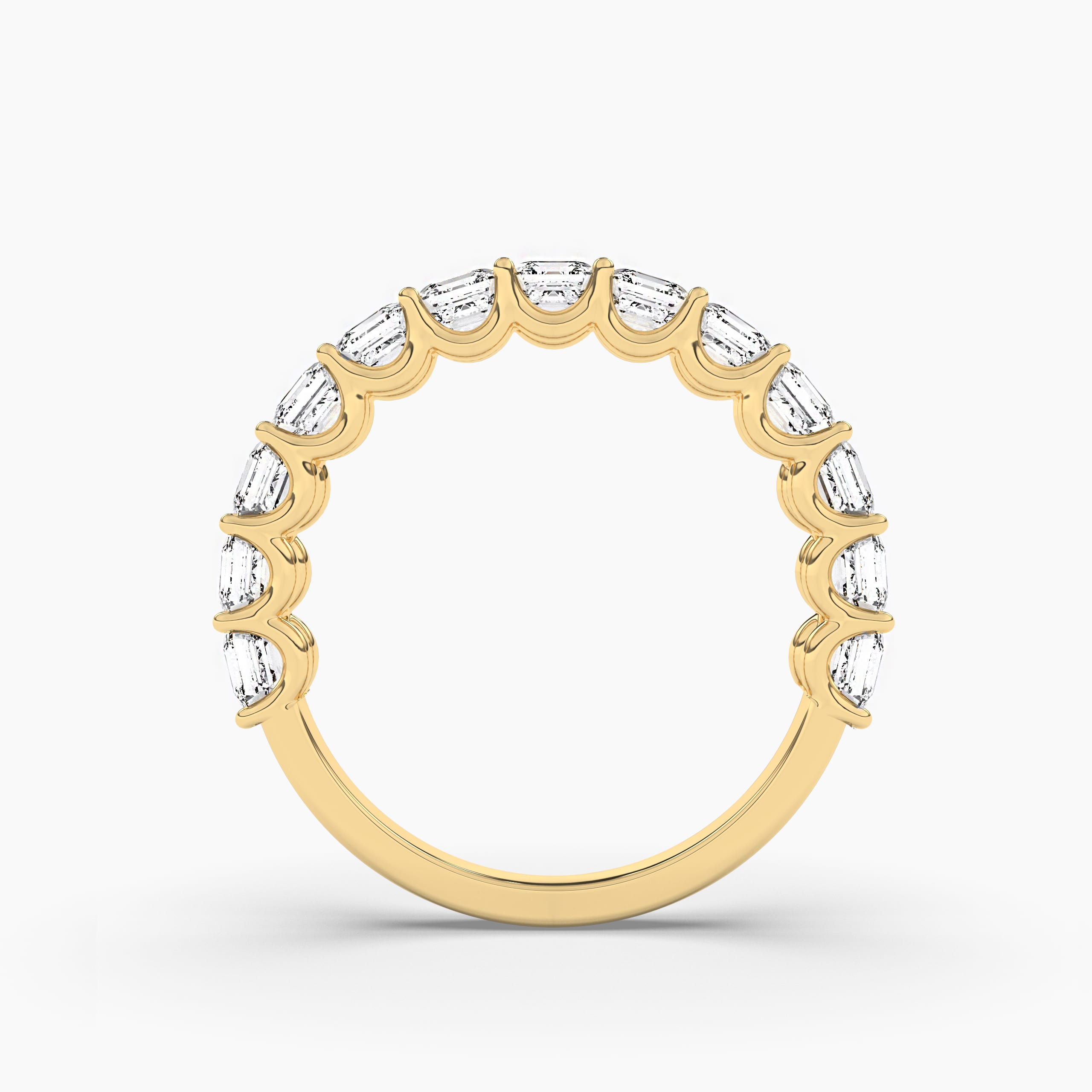 Asscher Cut Half Eternity Wedding Band