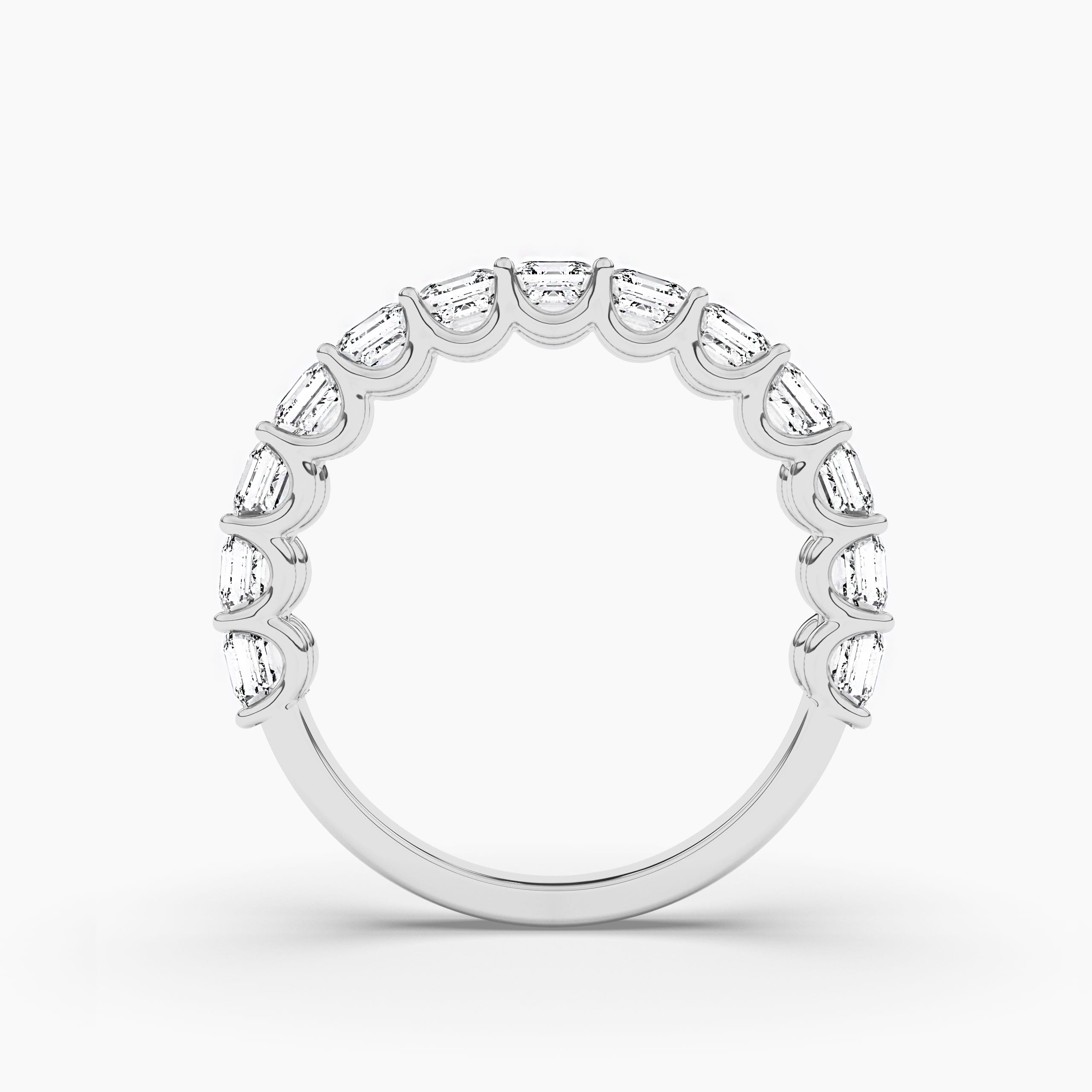 Asscher Cut Half Eternity Diamond Engagement Ring