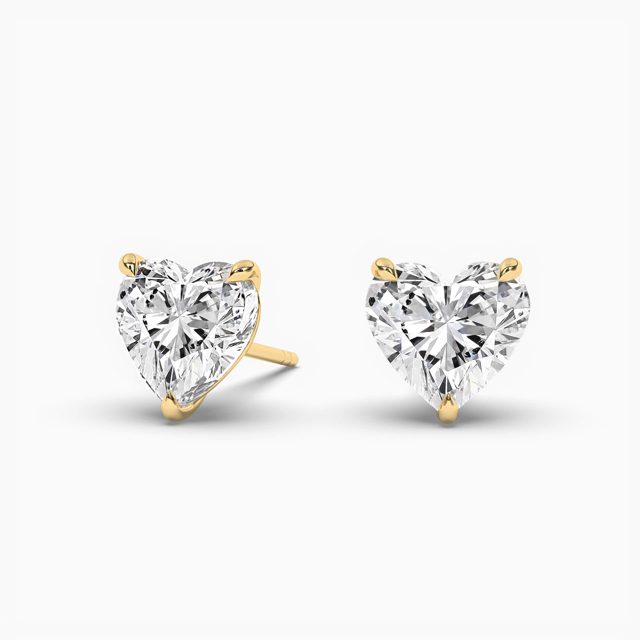 Yellow Heart Cut Solitaire Diamond Stud Earrings