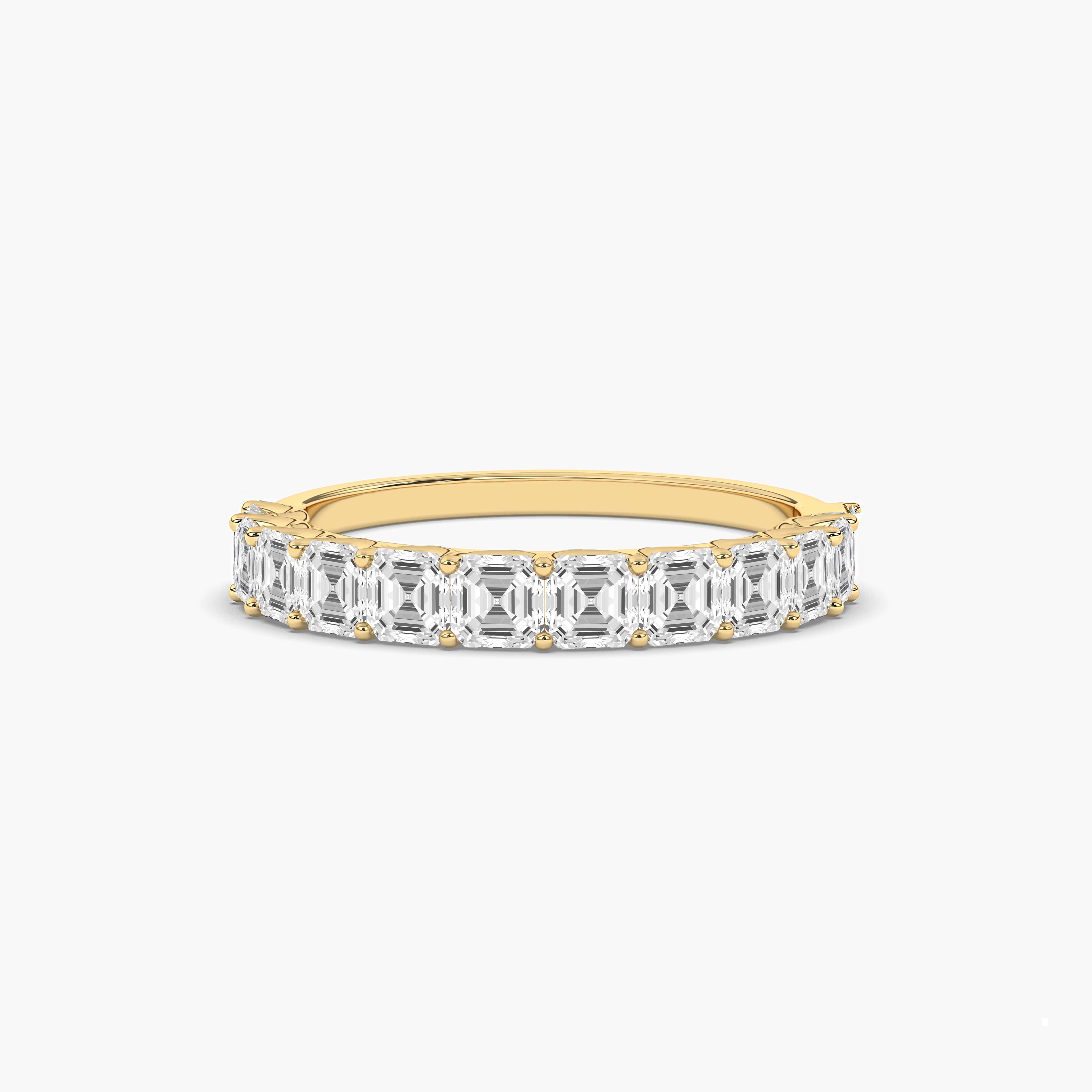 Asscher Cut Natural Diamond Half Eternity Wedding Band