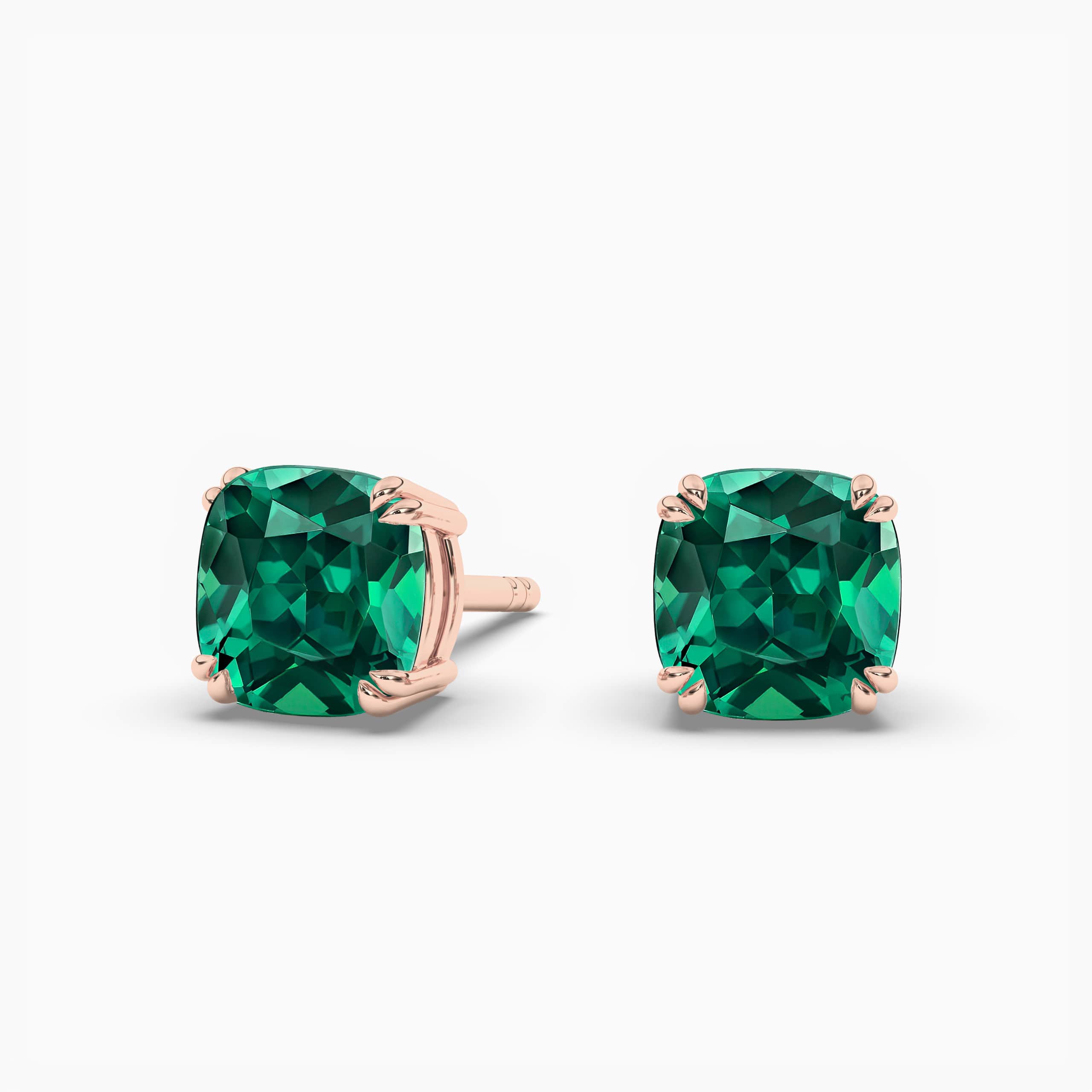 Natural Emerald-Cushion Cut Handmade Earrings Rose Gold