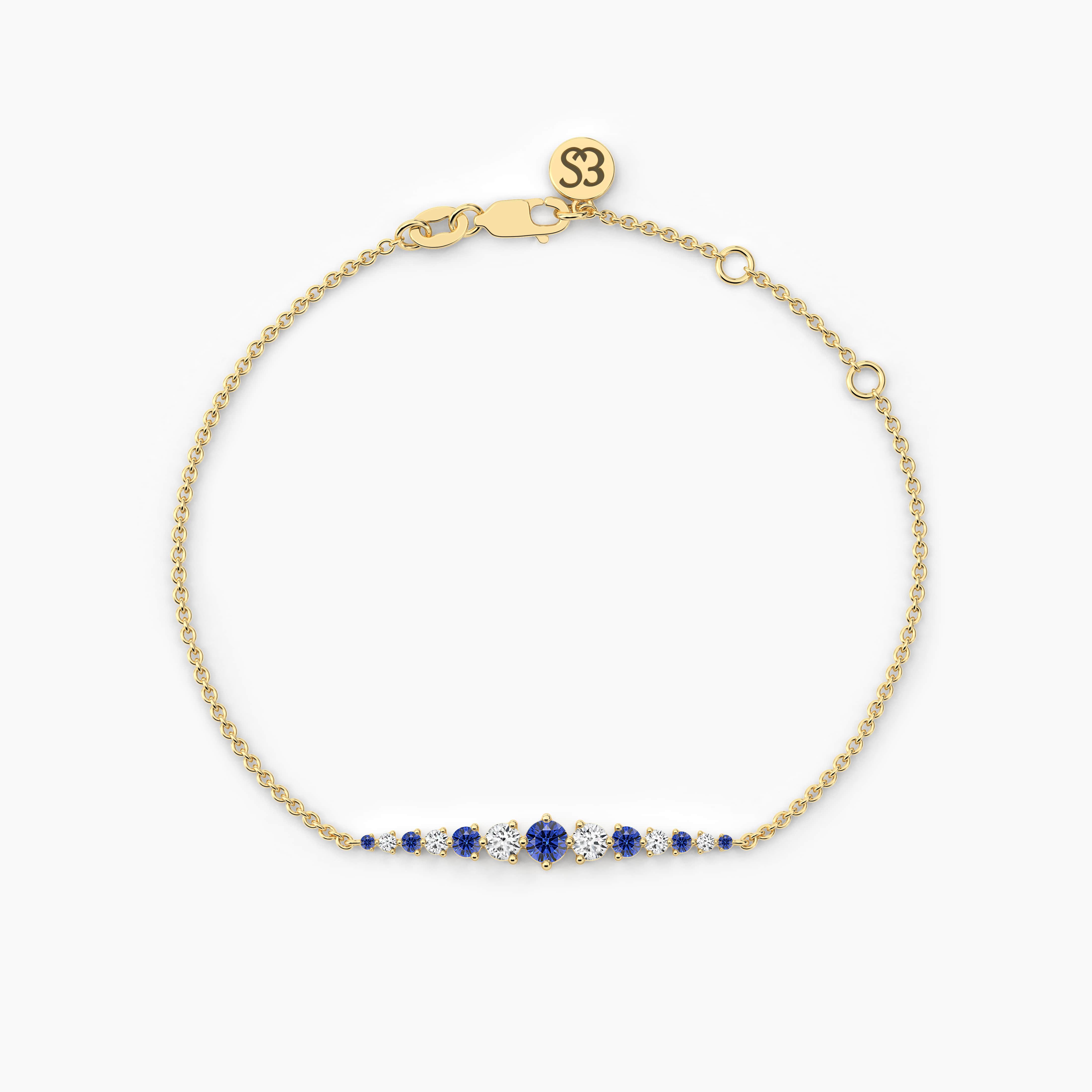 sapphire and diamond graduated bracelet​