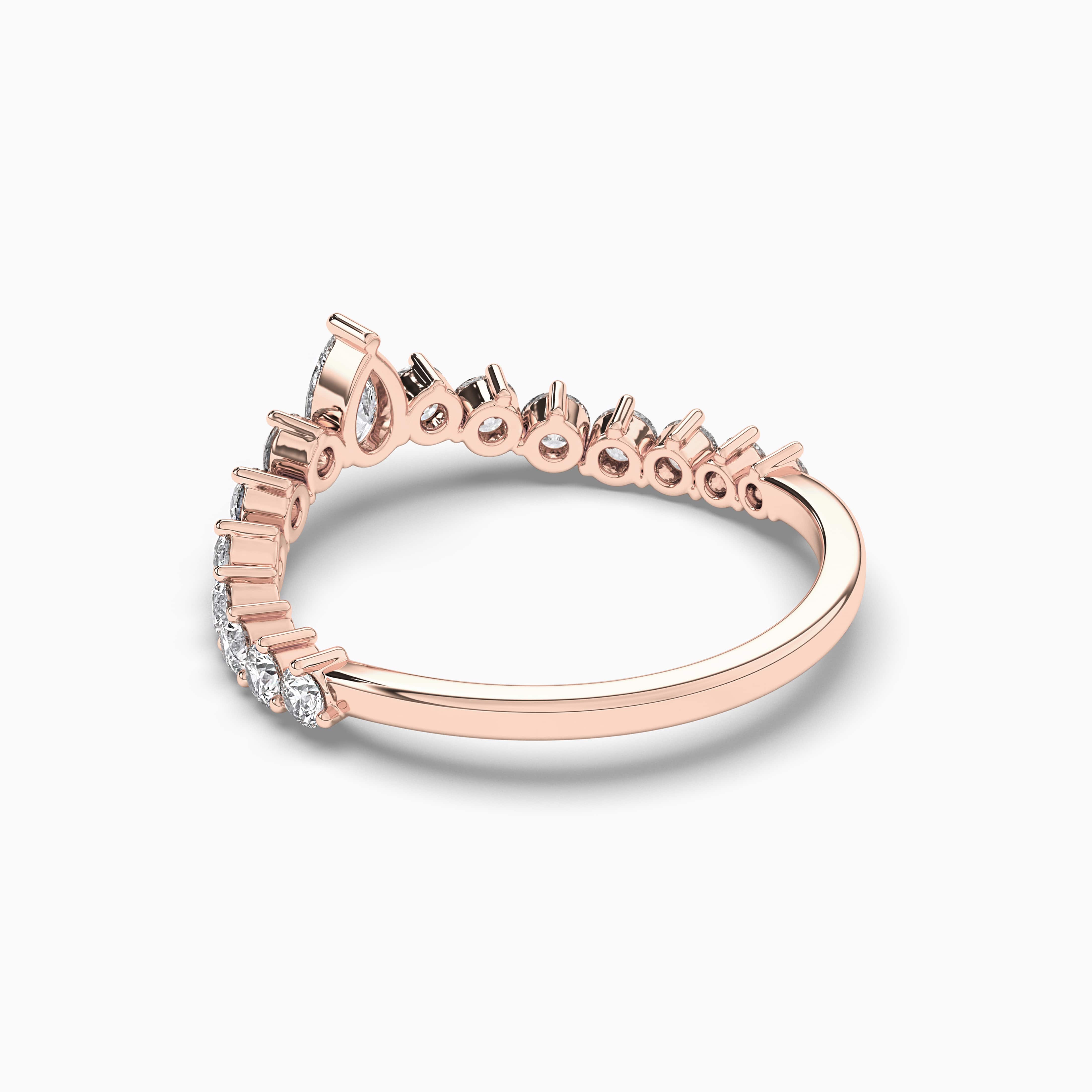 Pear & Round Shaped Halo Engagement Ring Rose Gold