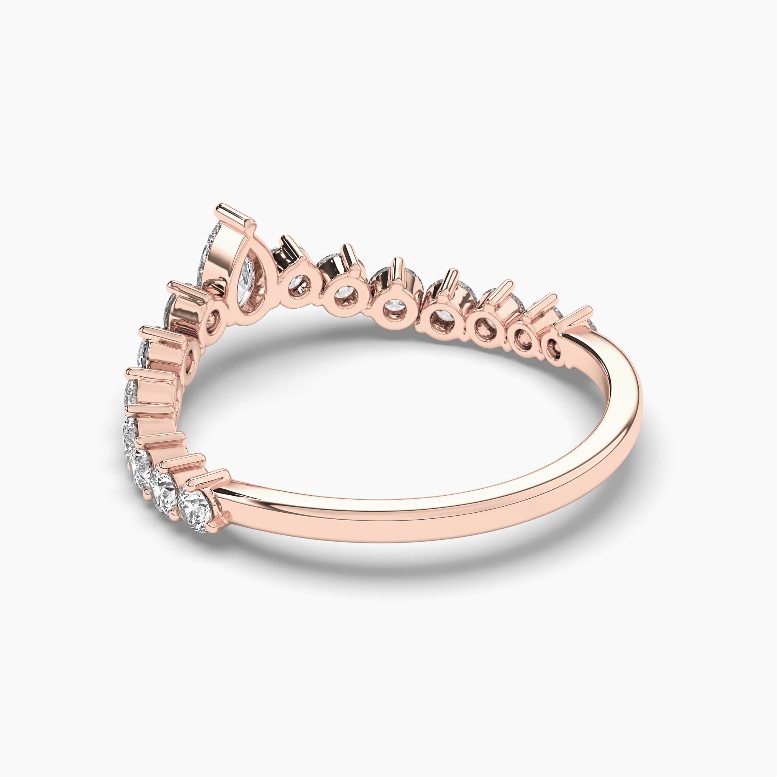 Pear & Round  Shaped Halo Engagement Ring Rose Gold