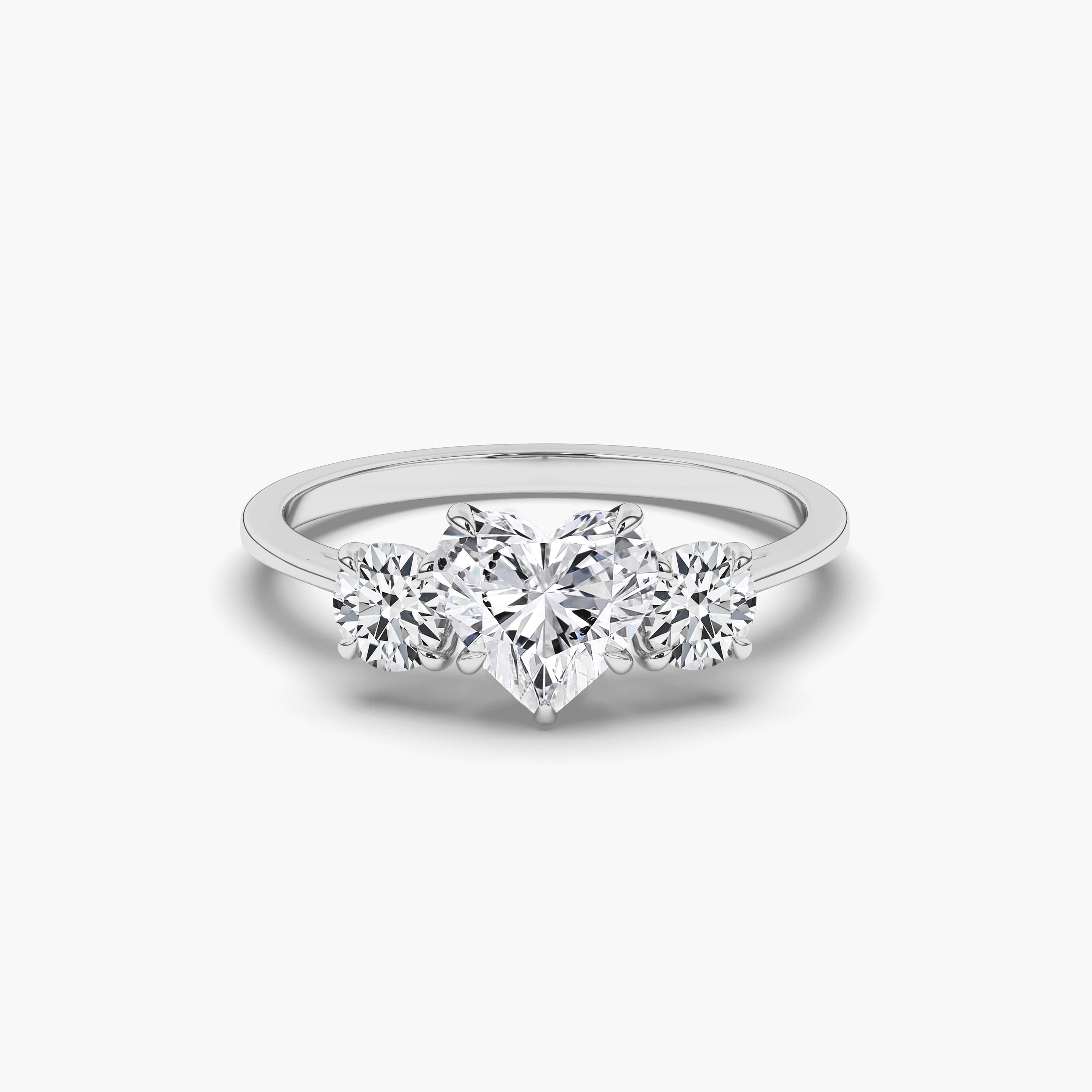 WHITE GOLD RIVER DELICATE HEART SHAPED DIAMOND SHARED RING