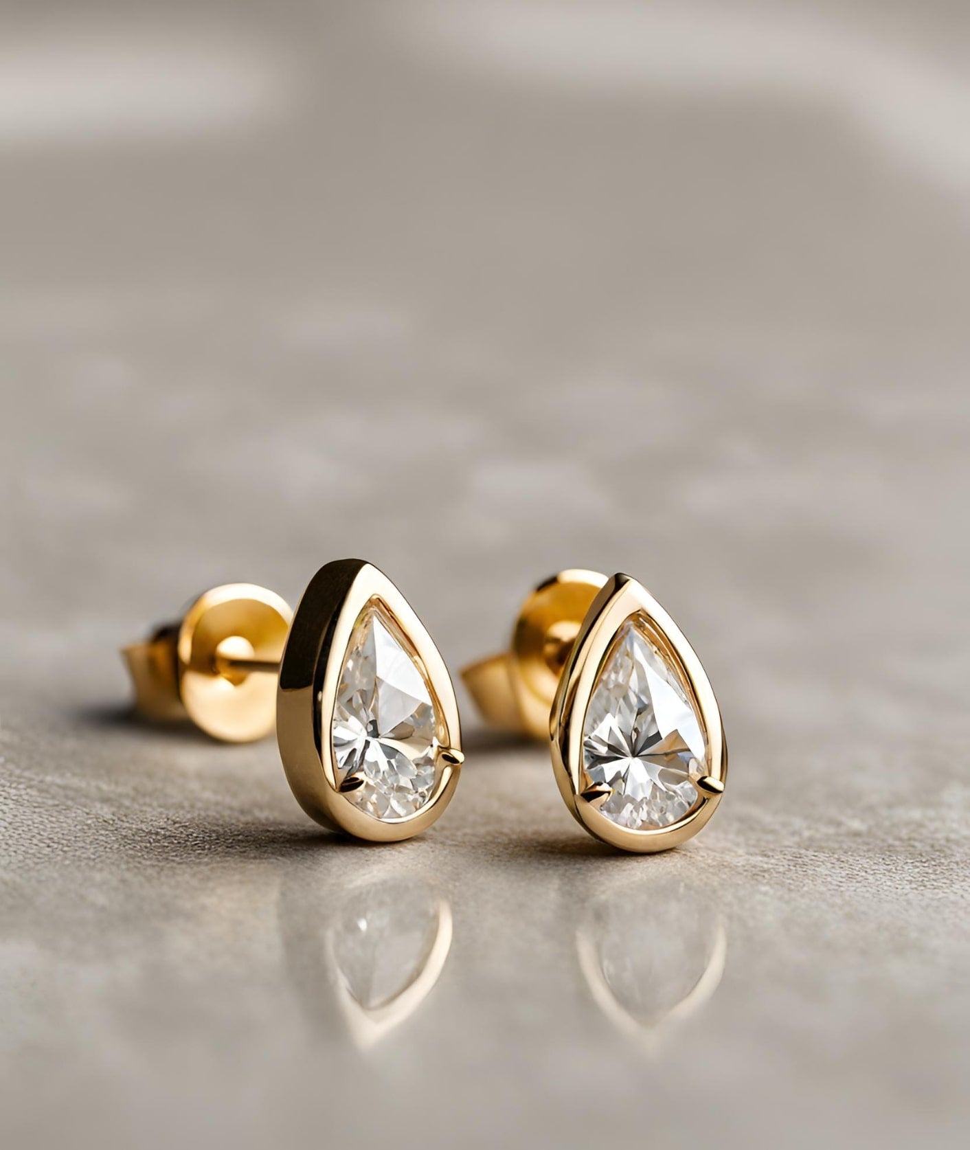 gold bezel set stud earrings