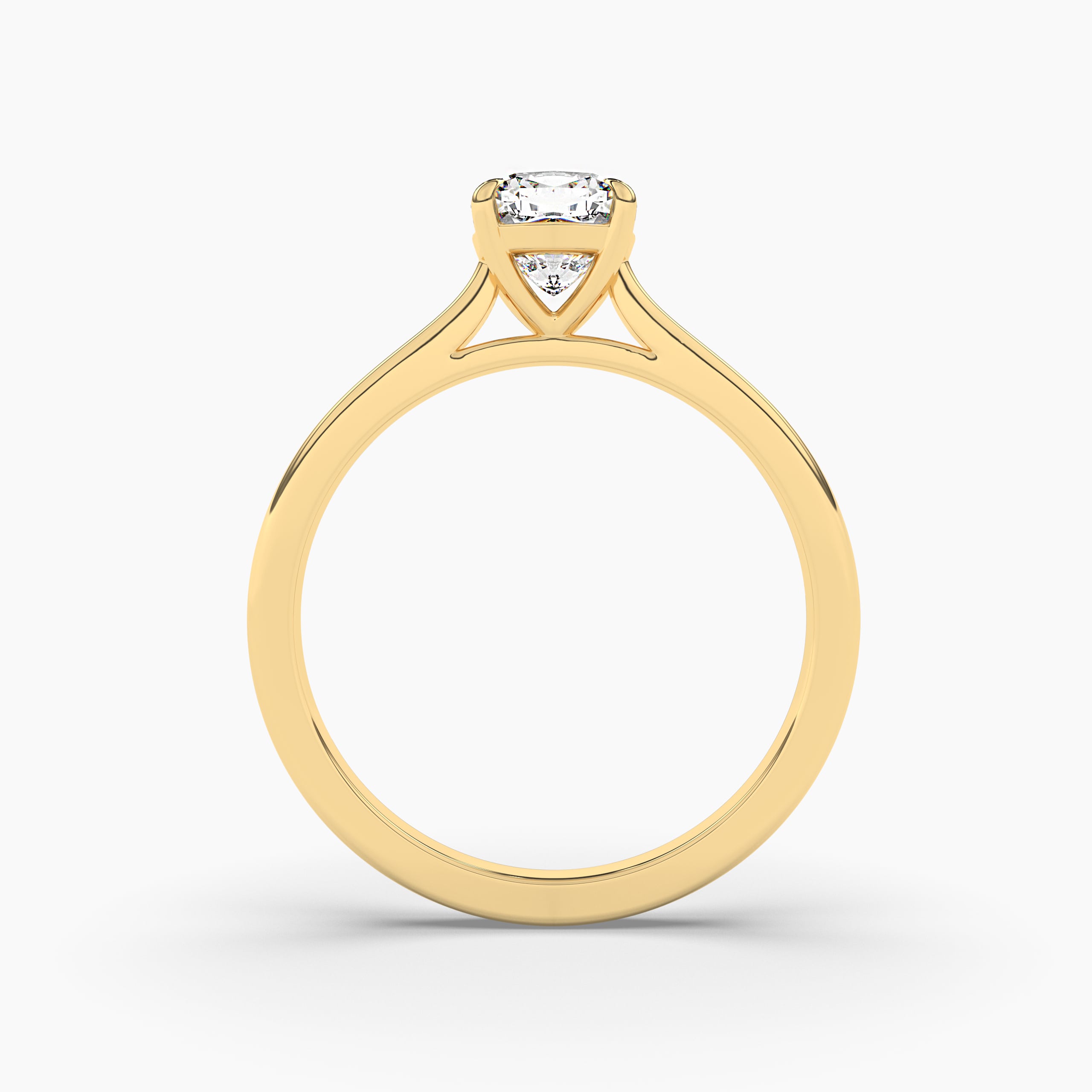 Cushion Cut Engagement Ring, Solitaire Diamond Ring, Yellow Gold Diamond Ring