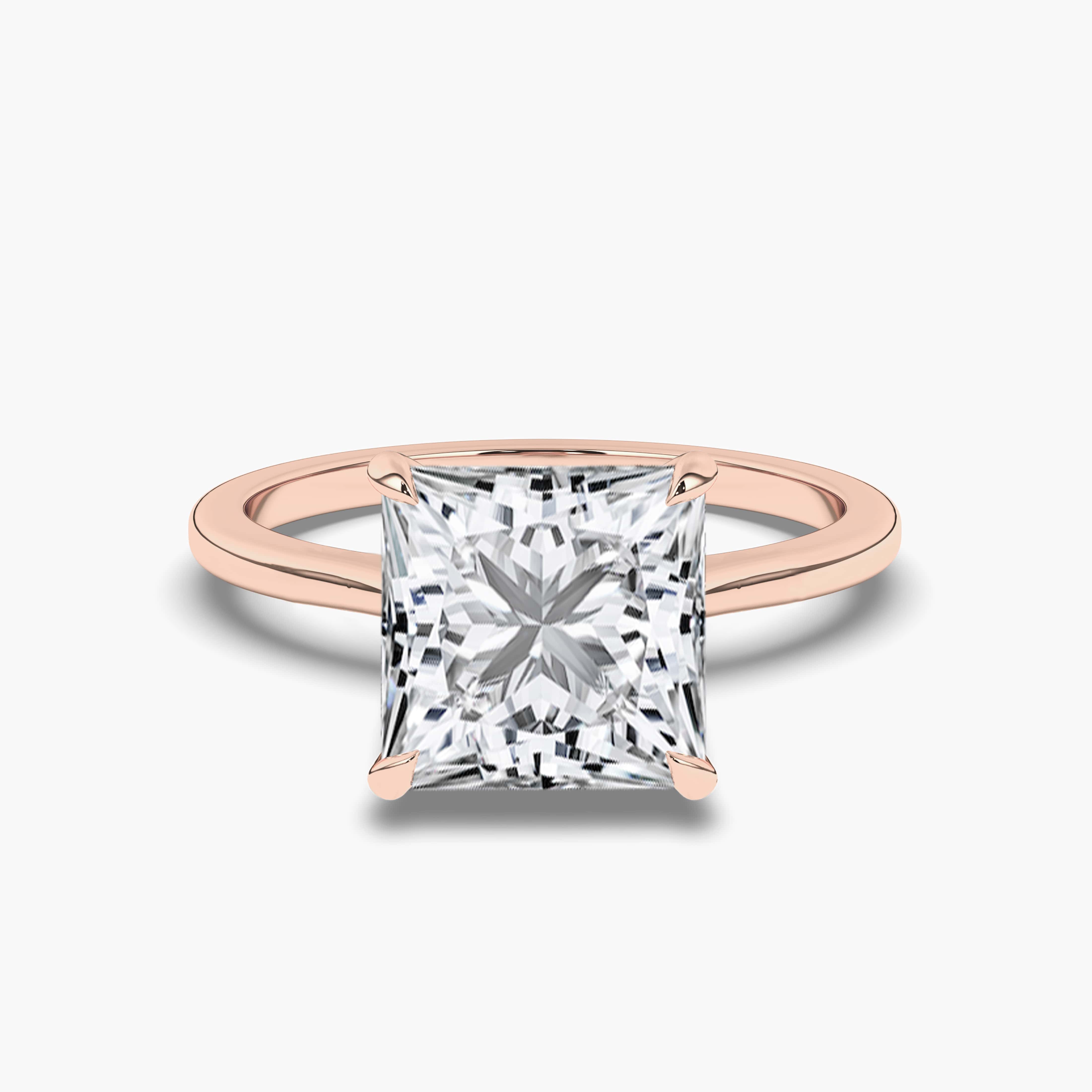 Diamond Solitaire Engagement Ring Princess-cut Rose Gold 