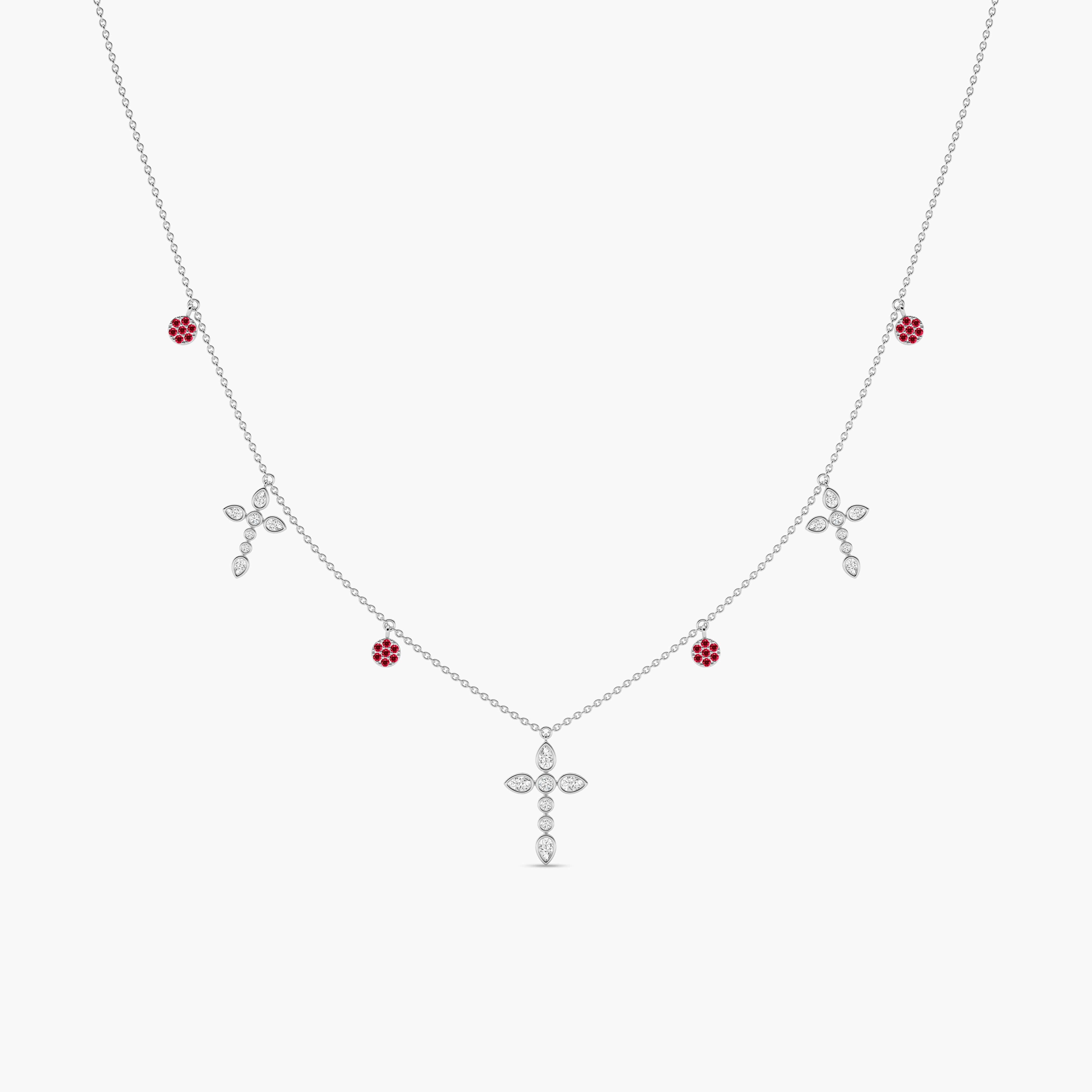 ruby and diamodn cross necklace white gold​