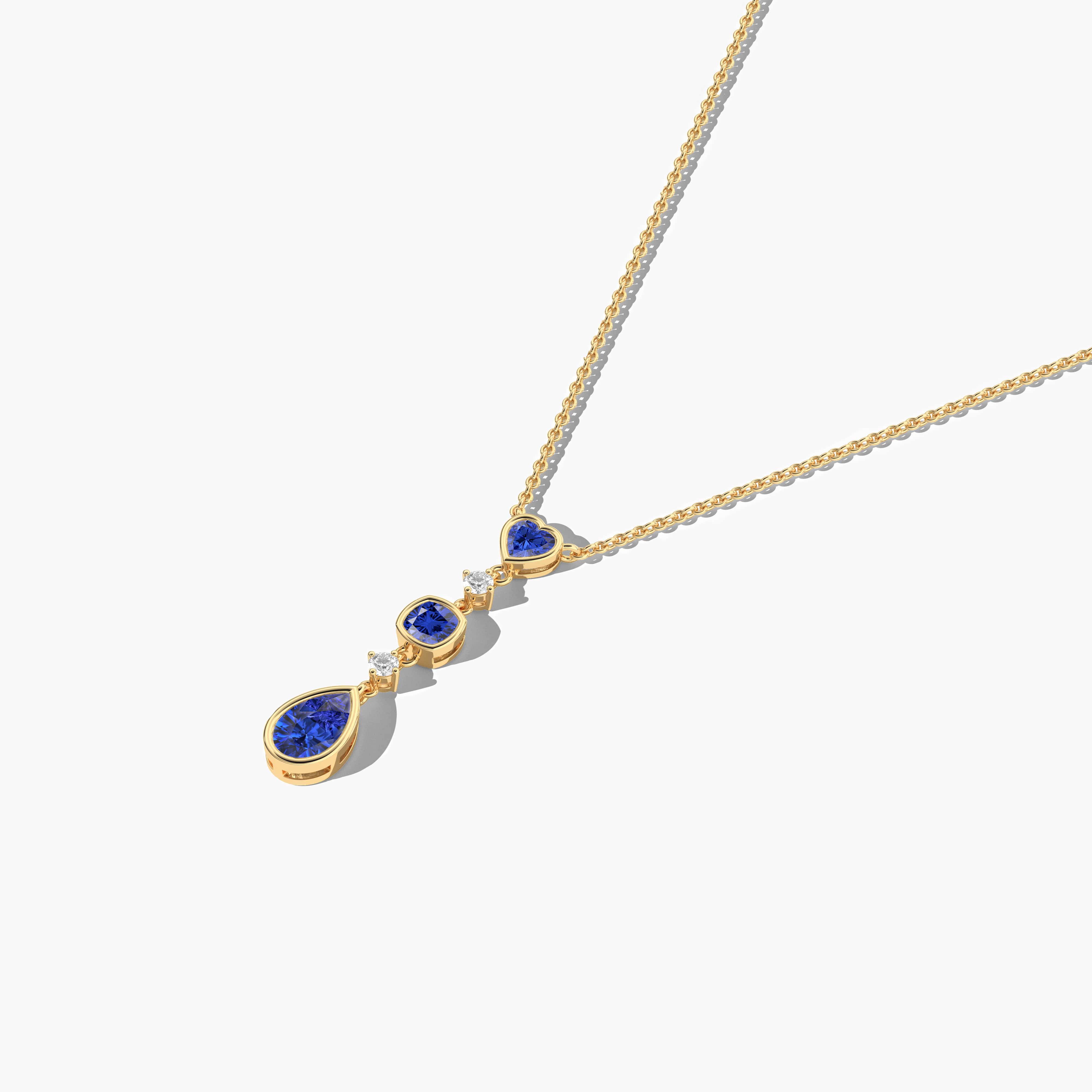 gold diamond blue sapphire necklace