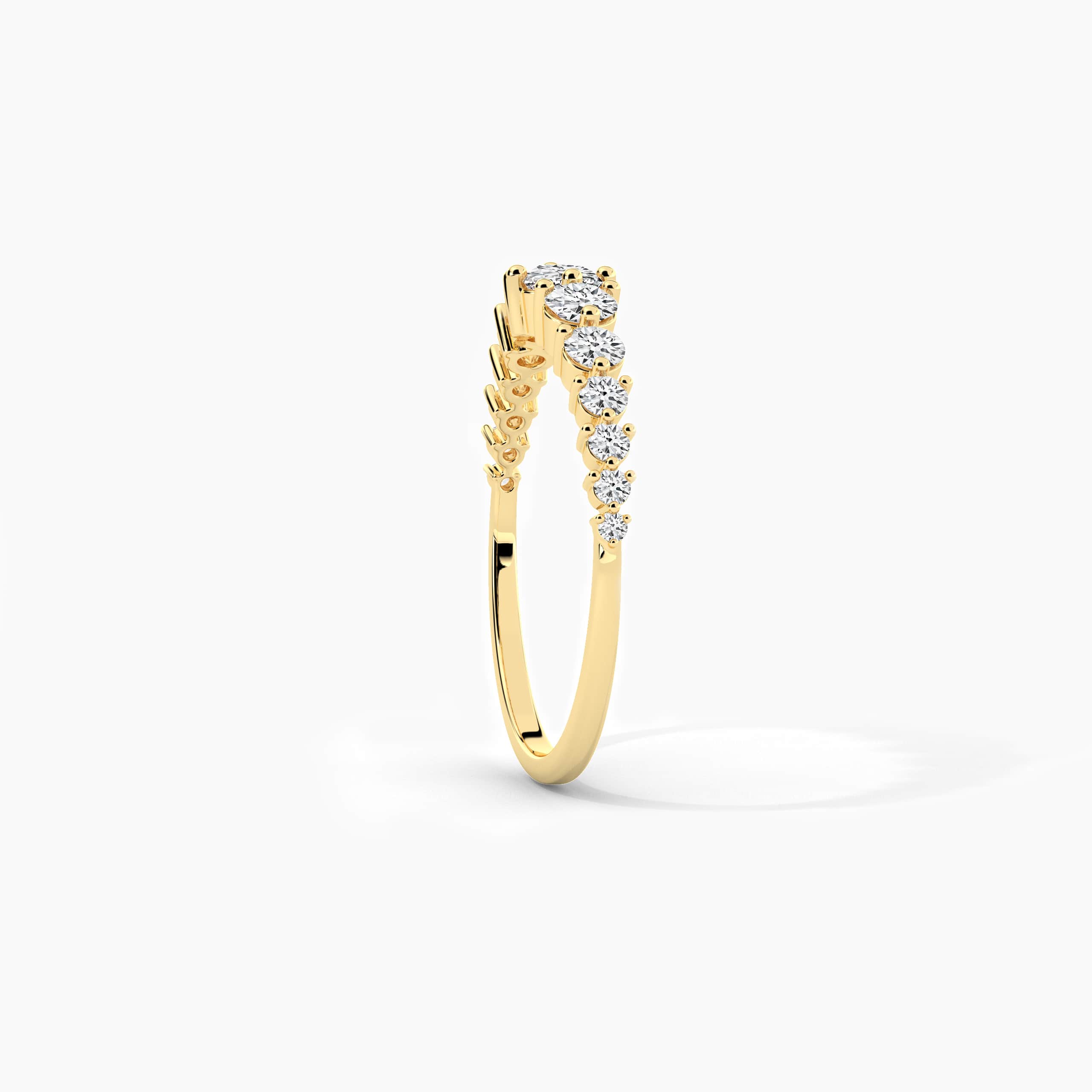 Round Shape Moissanite Diamond Fashion Ring In Yellow Gold 