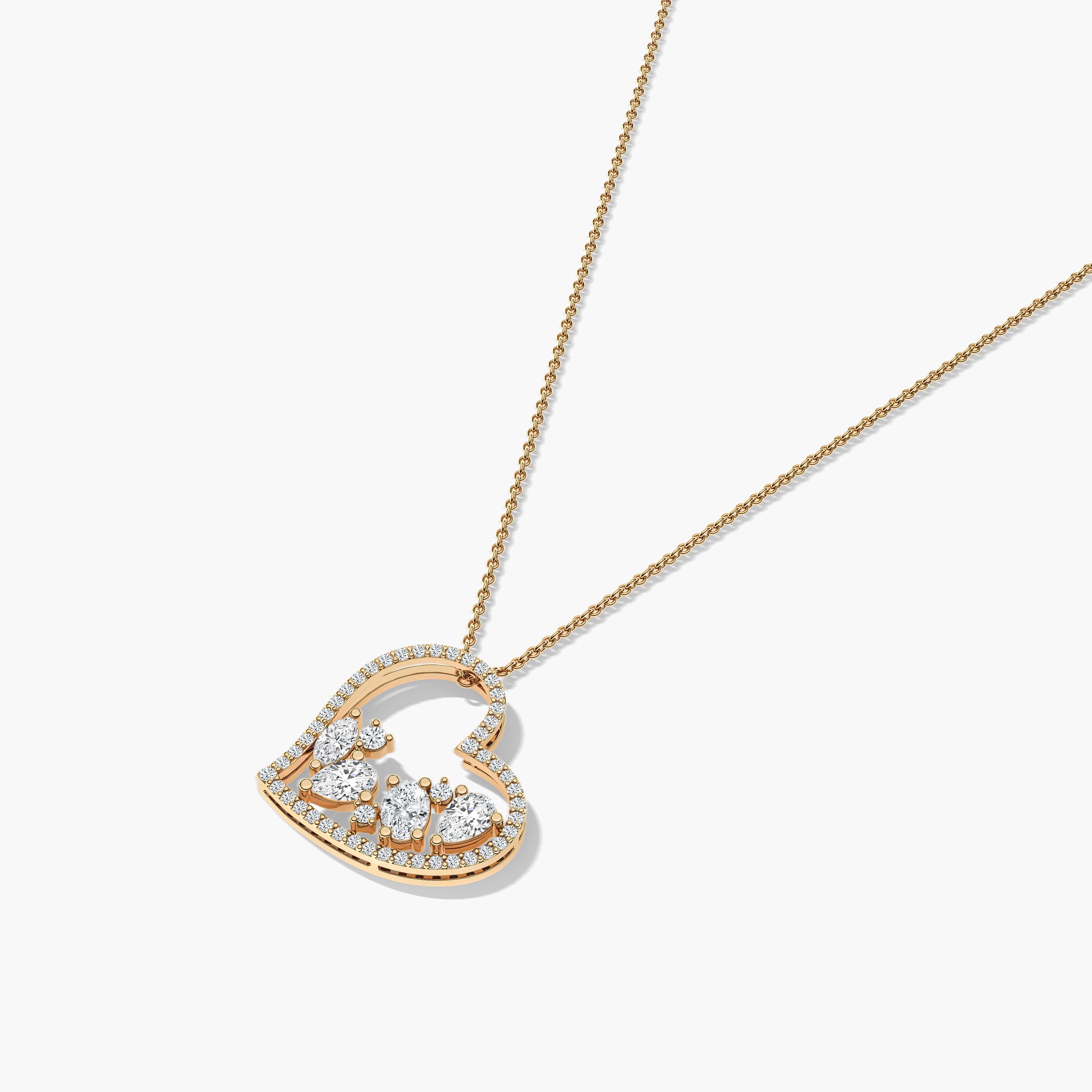 Multi Shape Diamond Heart Pendant Necklace