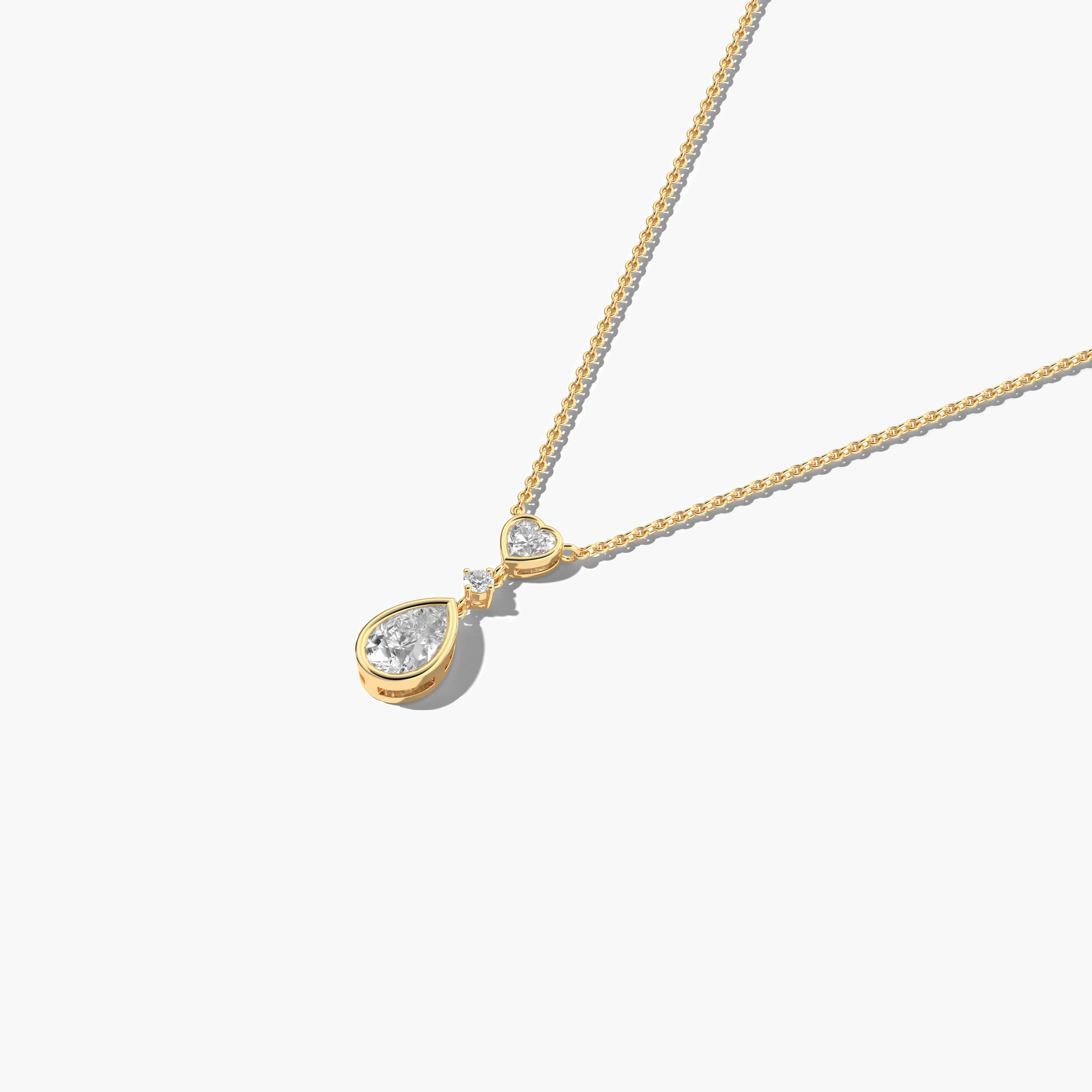 yellow gold moissanite drop diamond necklace 