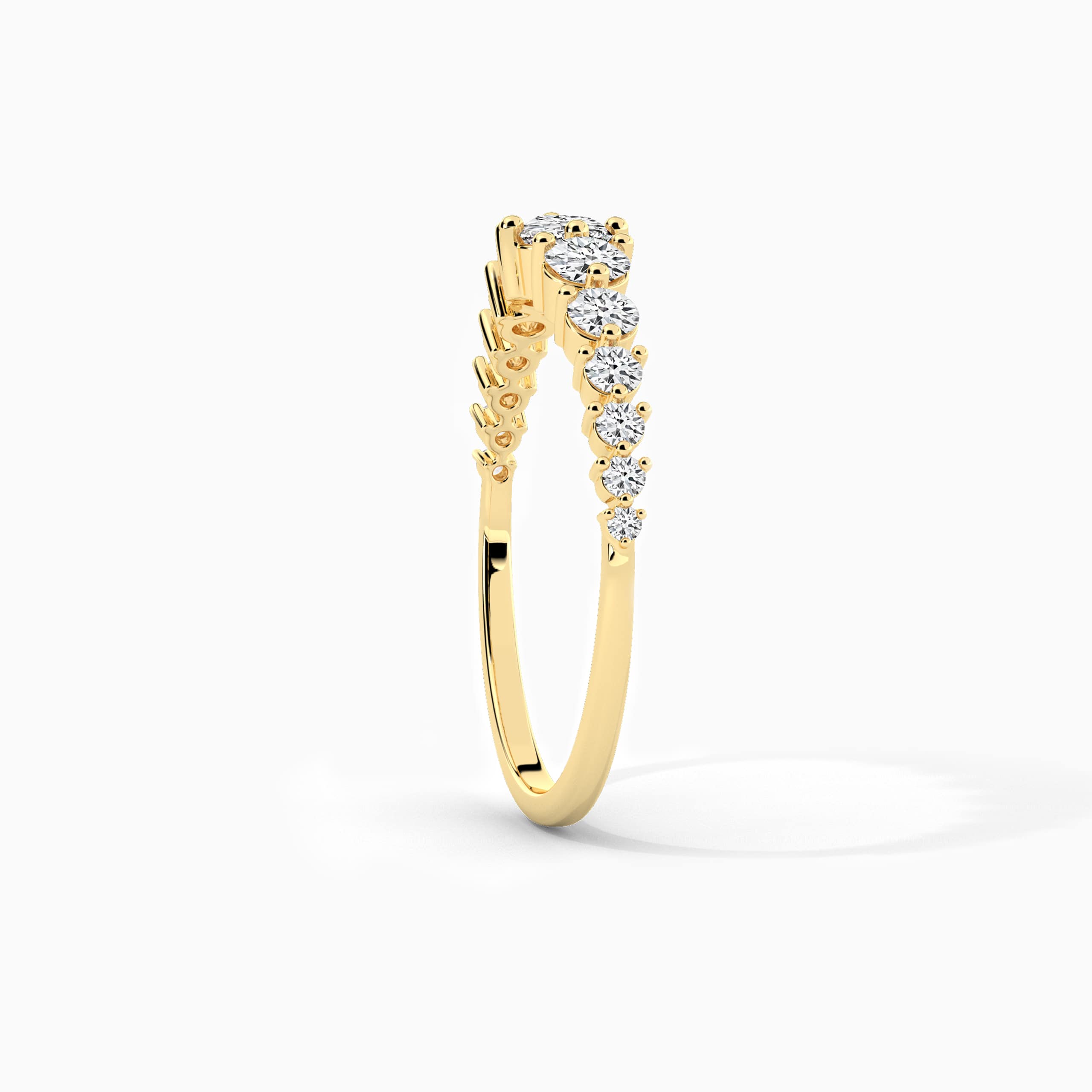 Round Shape Moissanite Diamond Fashion Ring In Yellow Gold 