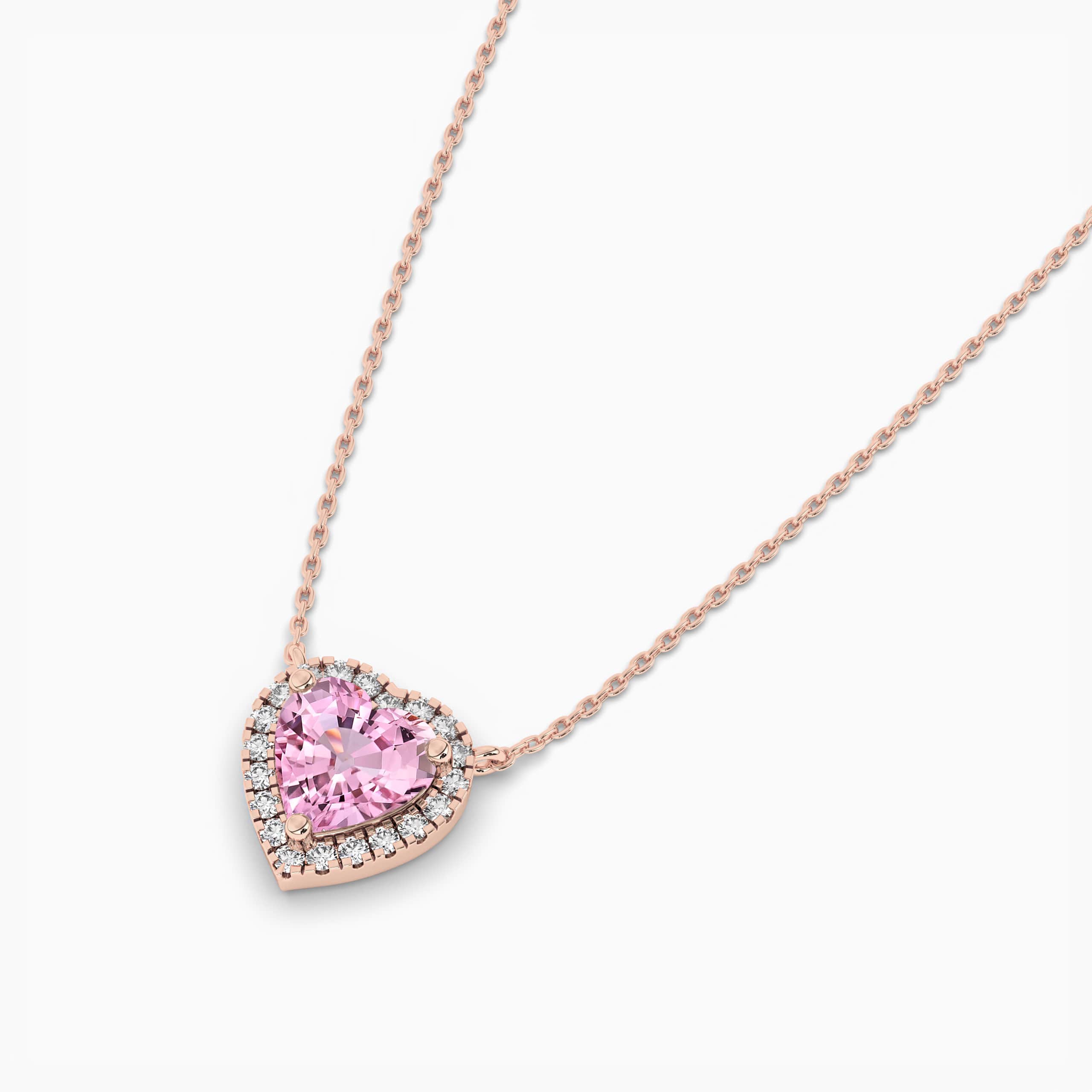 heart diamond halo necklace​