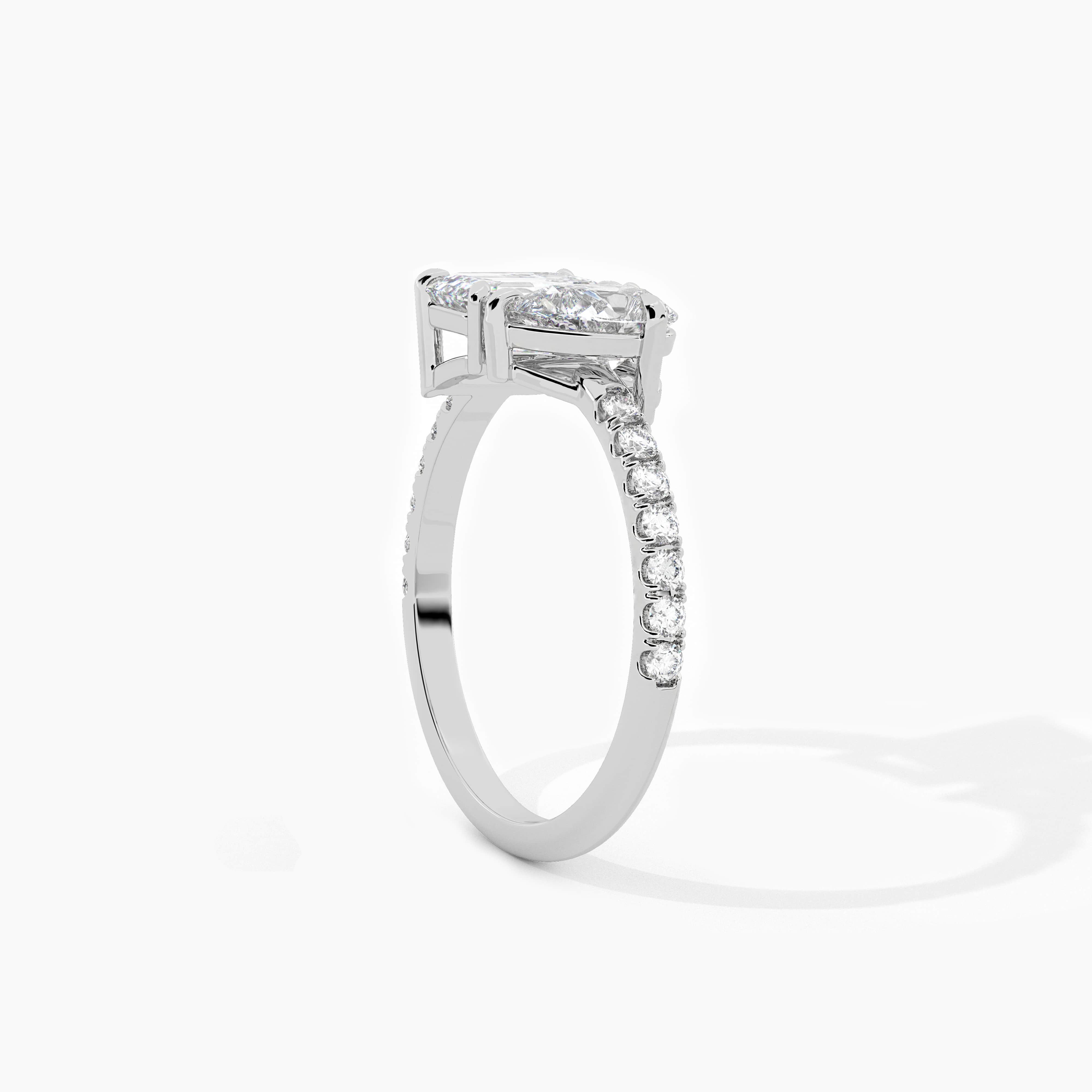 Emerald Cut and Pear Toi Et Moi Ring Engagement Ring In White Gold