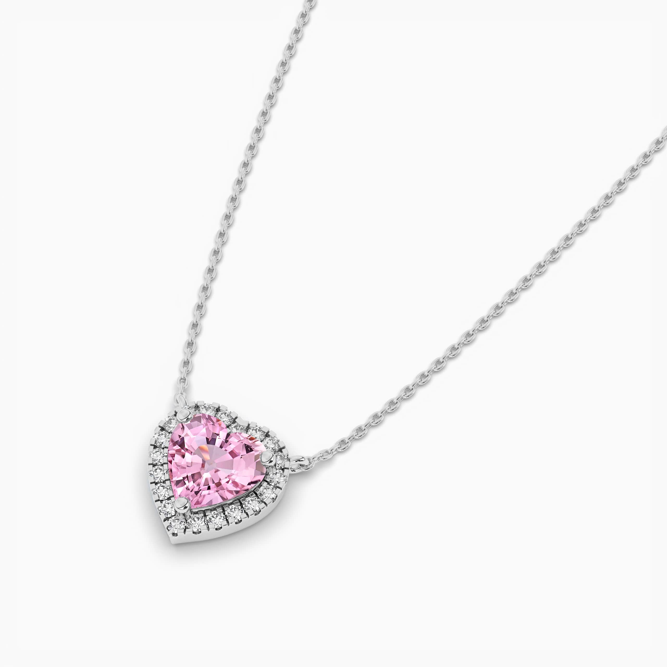 heart and round diamond necklace with halo​