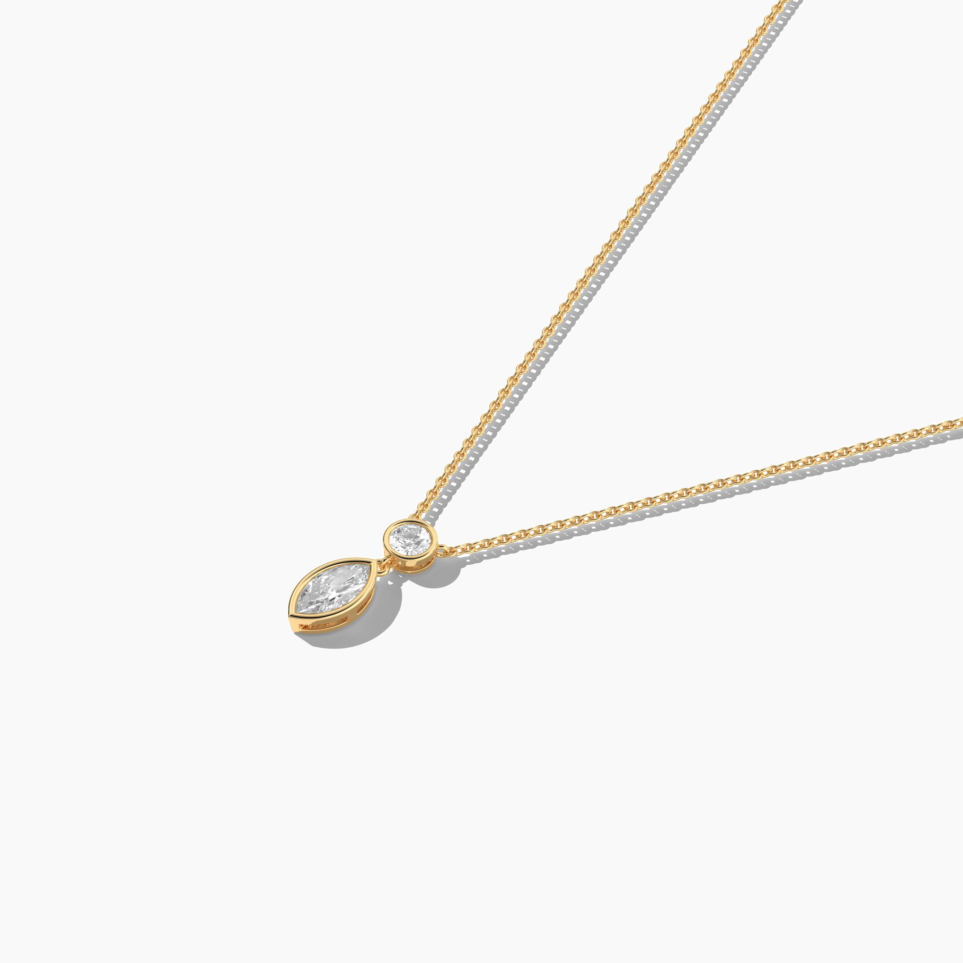 yellow gold moissanite diamond duo drop necklace