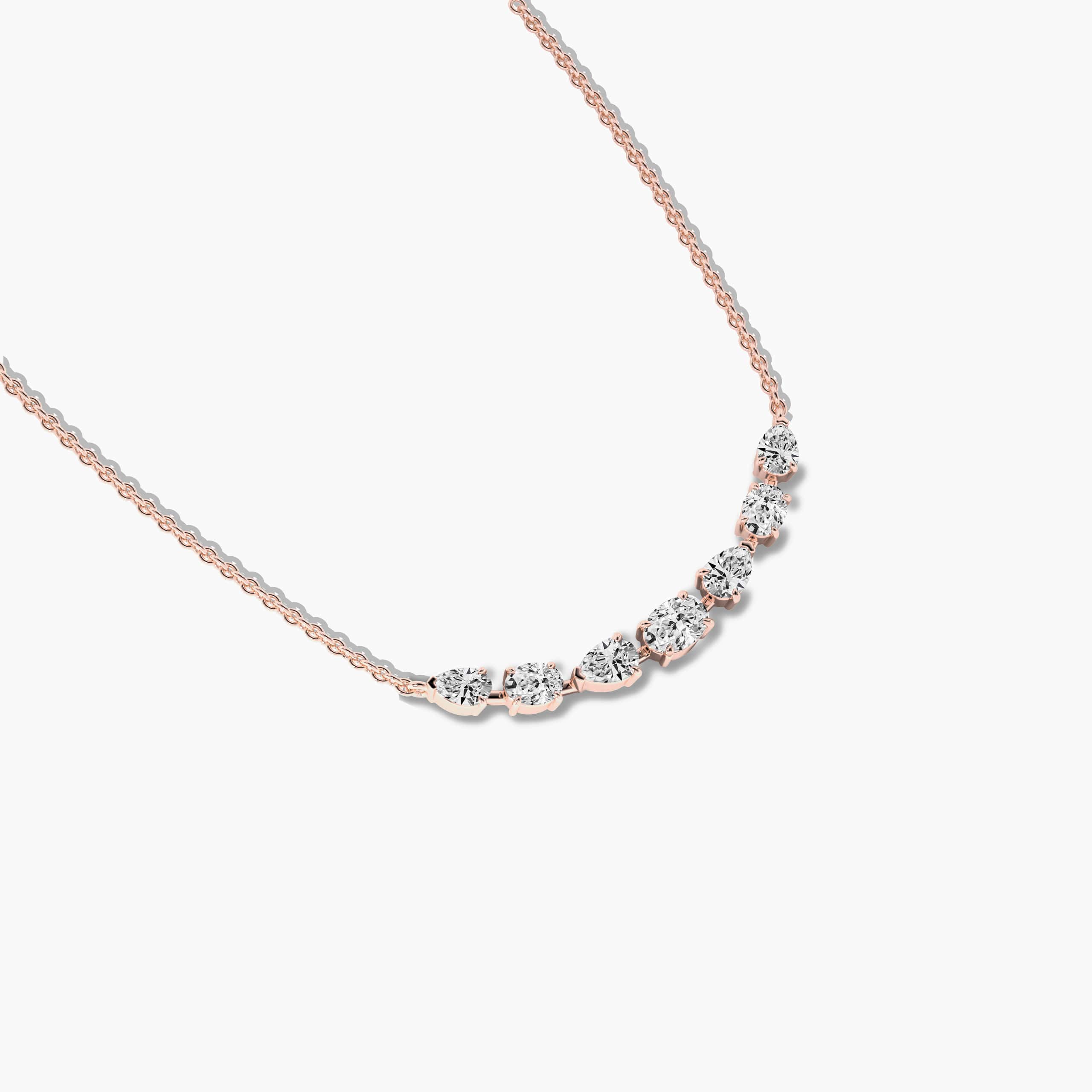 Fancy shape lab grown diamond pendant chain in rose gold