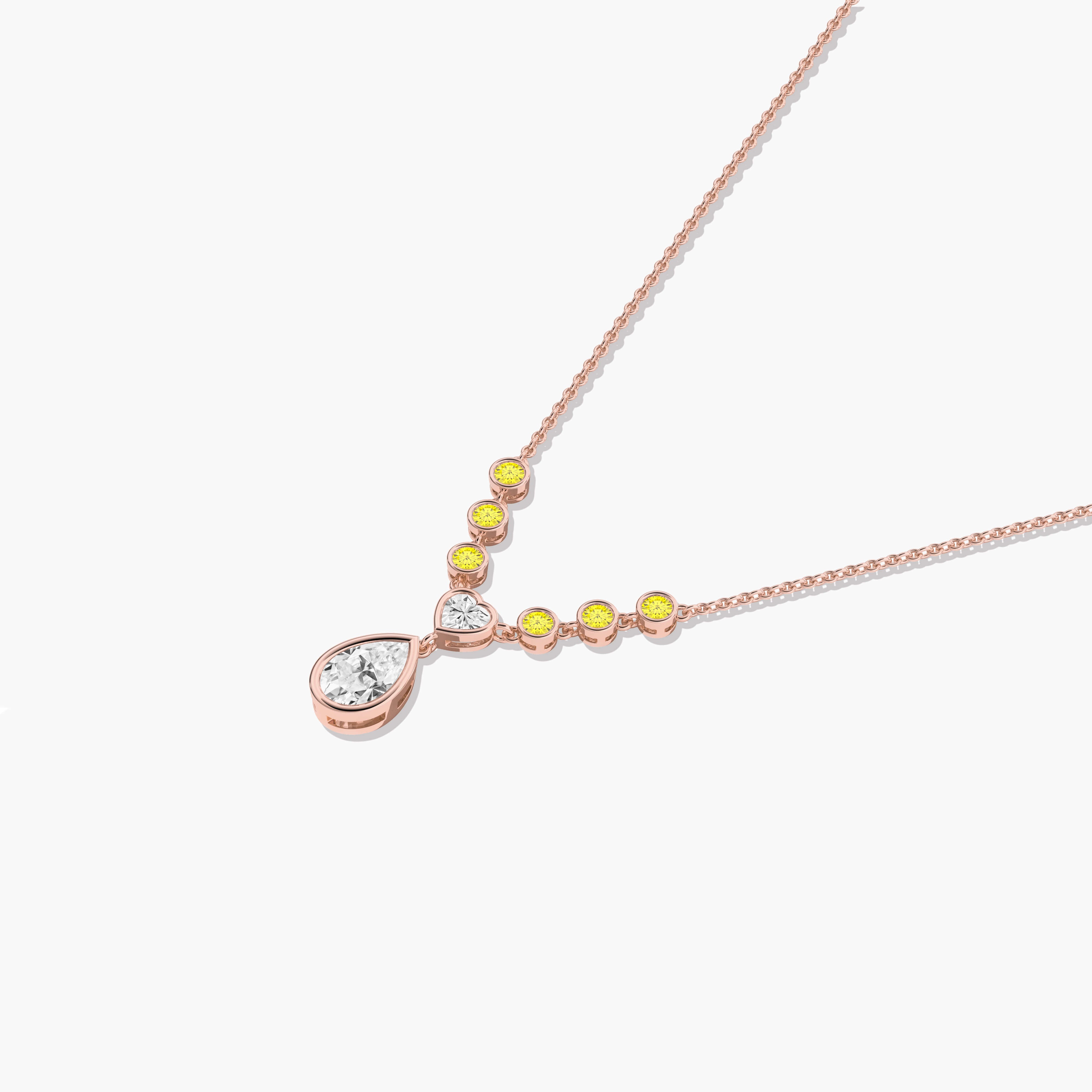 yellow diamond bezel set stataion necklace 