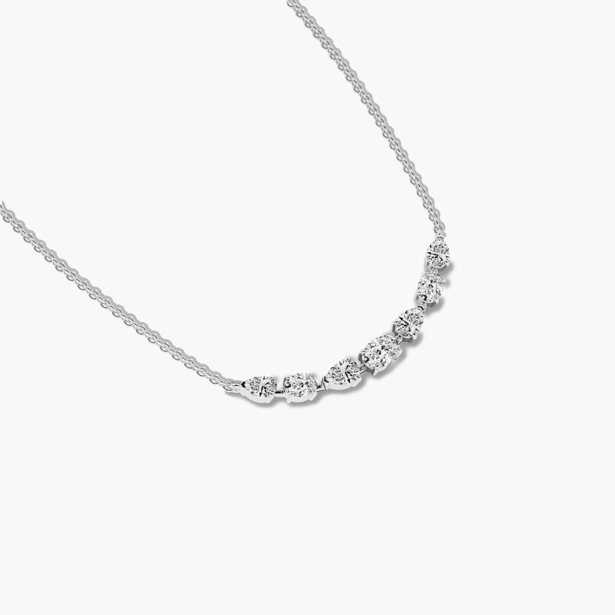 Multi-Shape Moistness  White Gold Diamond Bar Necklace