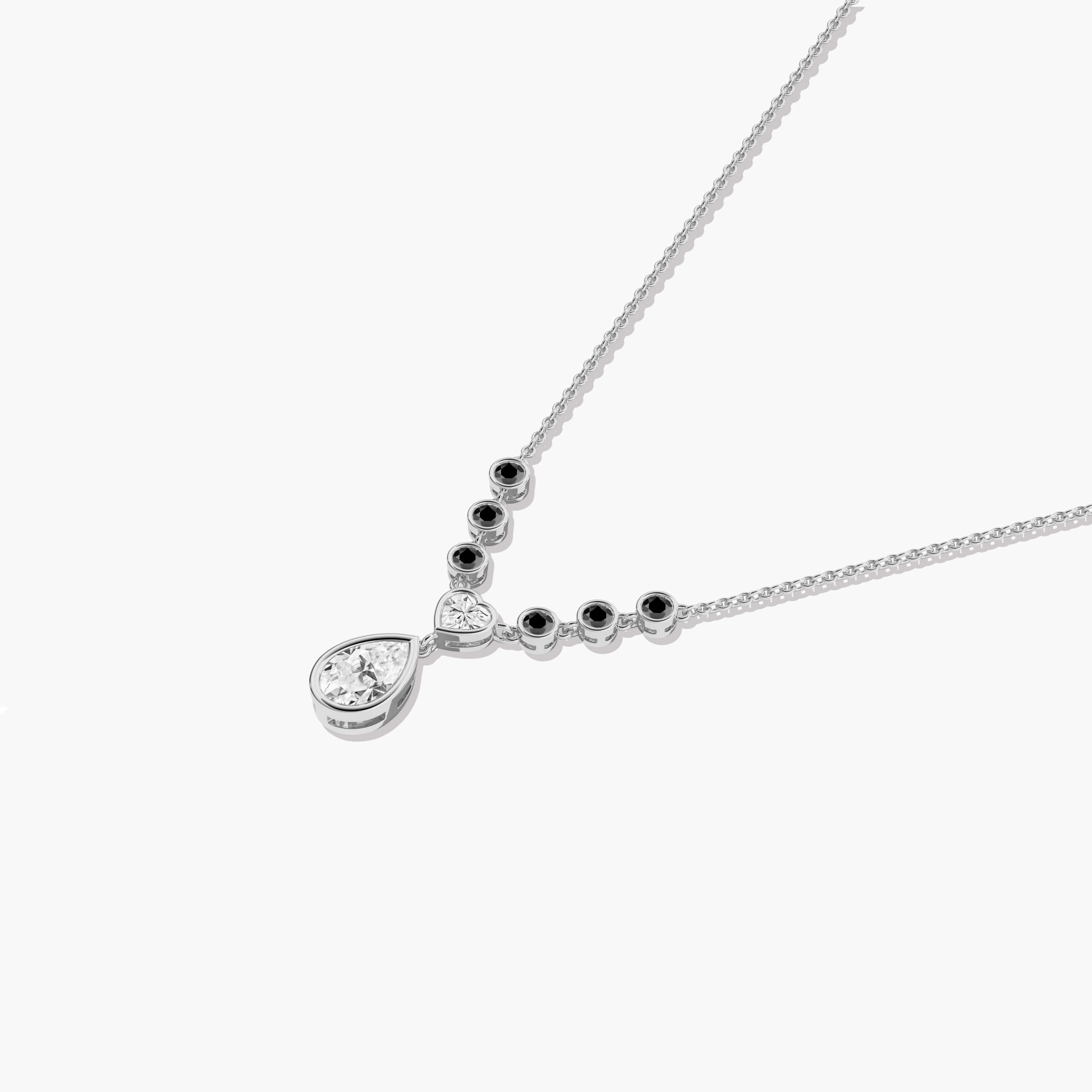 black diamond bezel set drop necklace 