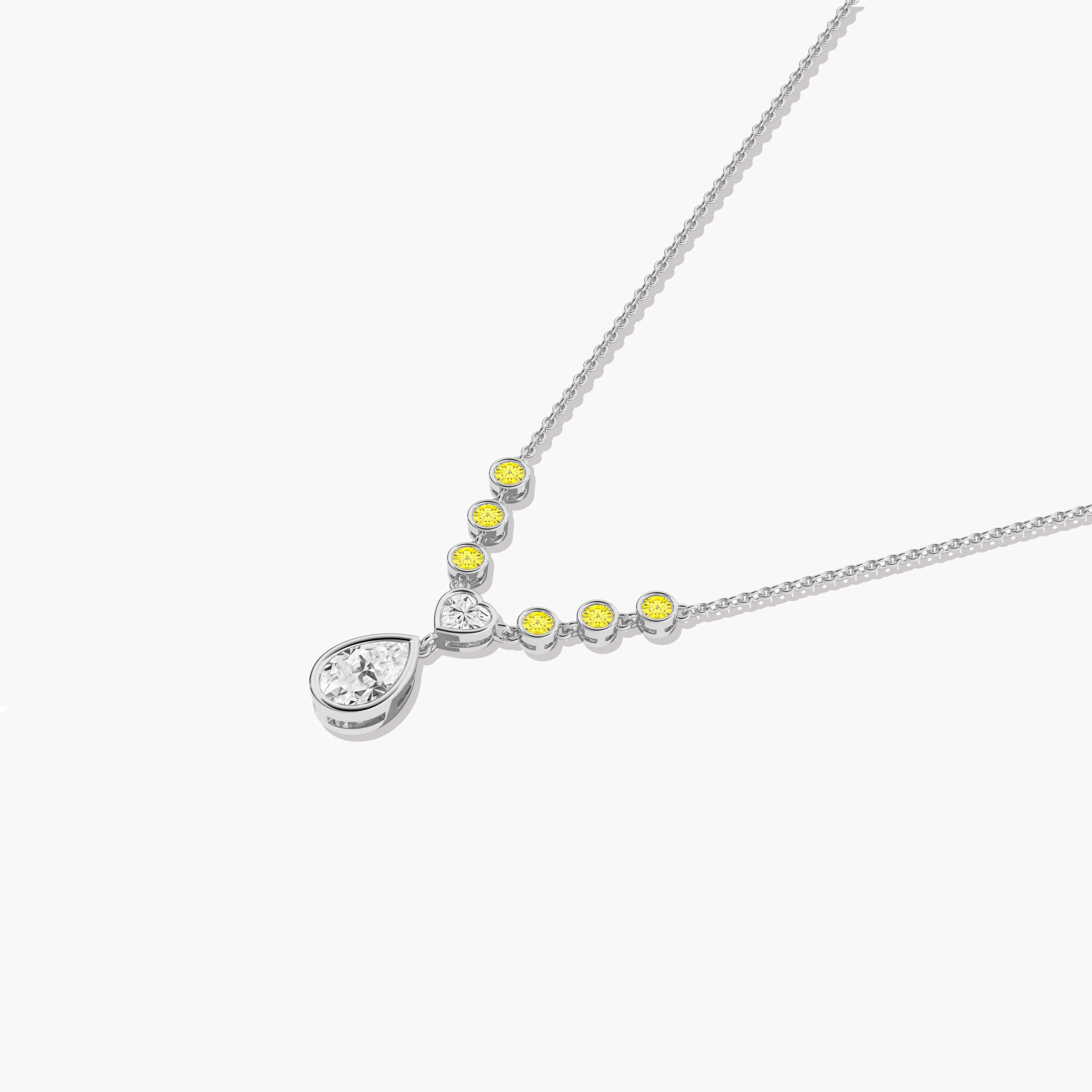 white gold yellow diamond drop necklace