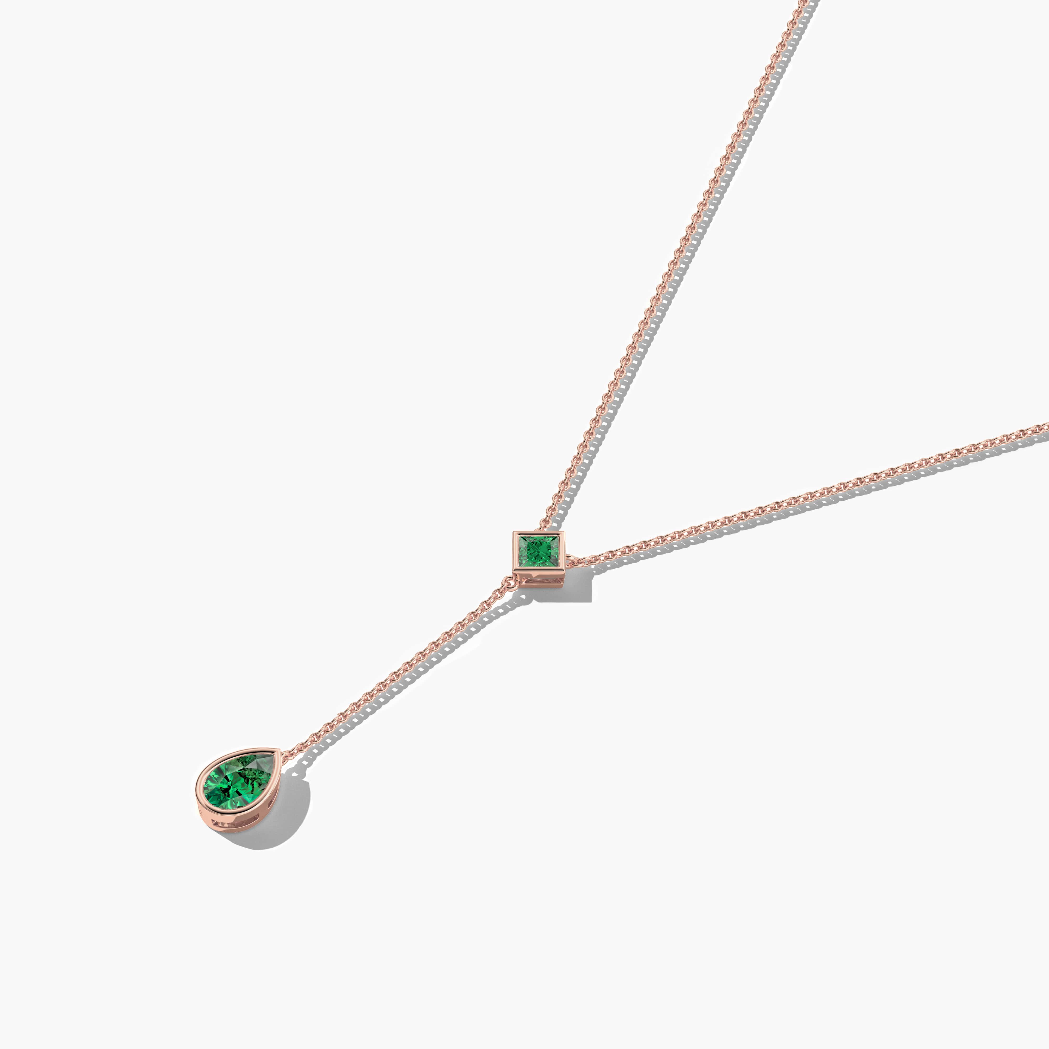 rose gold emerald diamond lariat necklace 