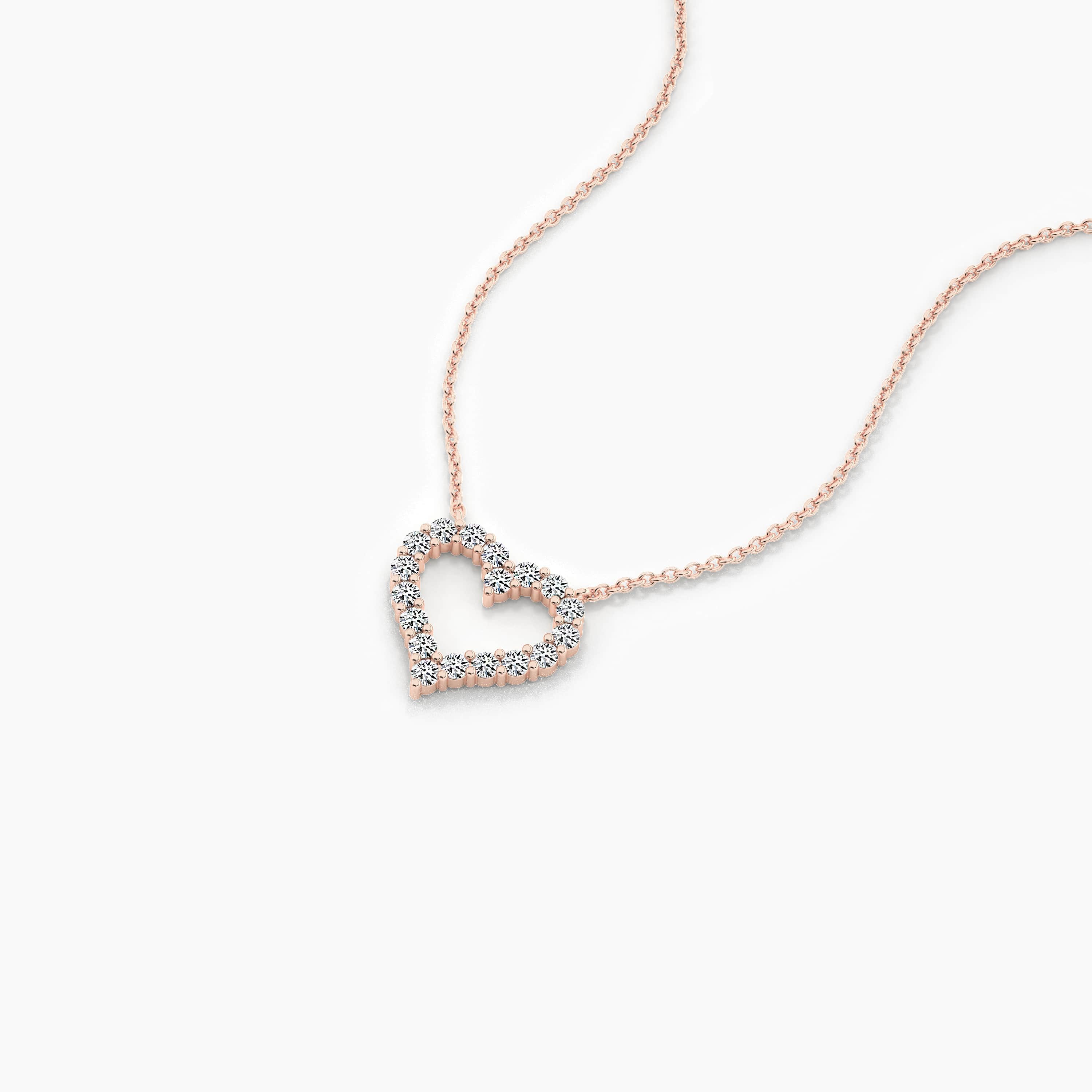 open heart shape necklace rose gold