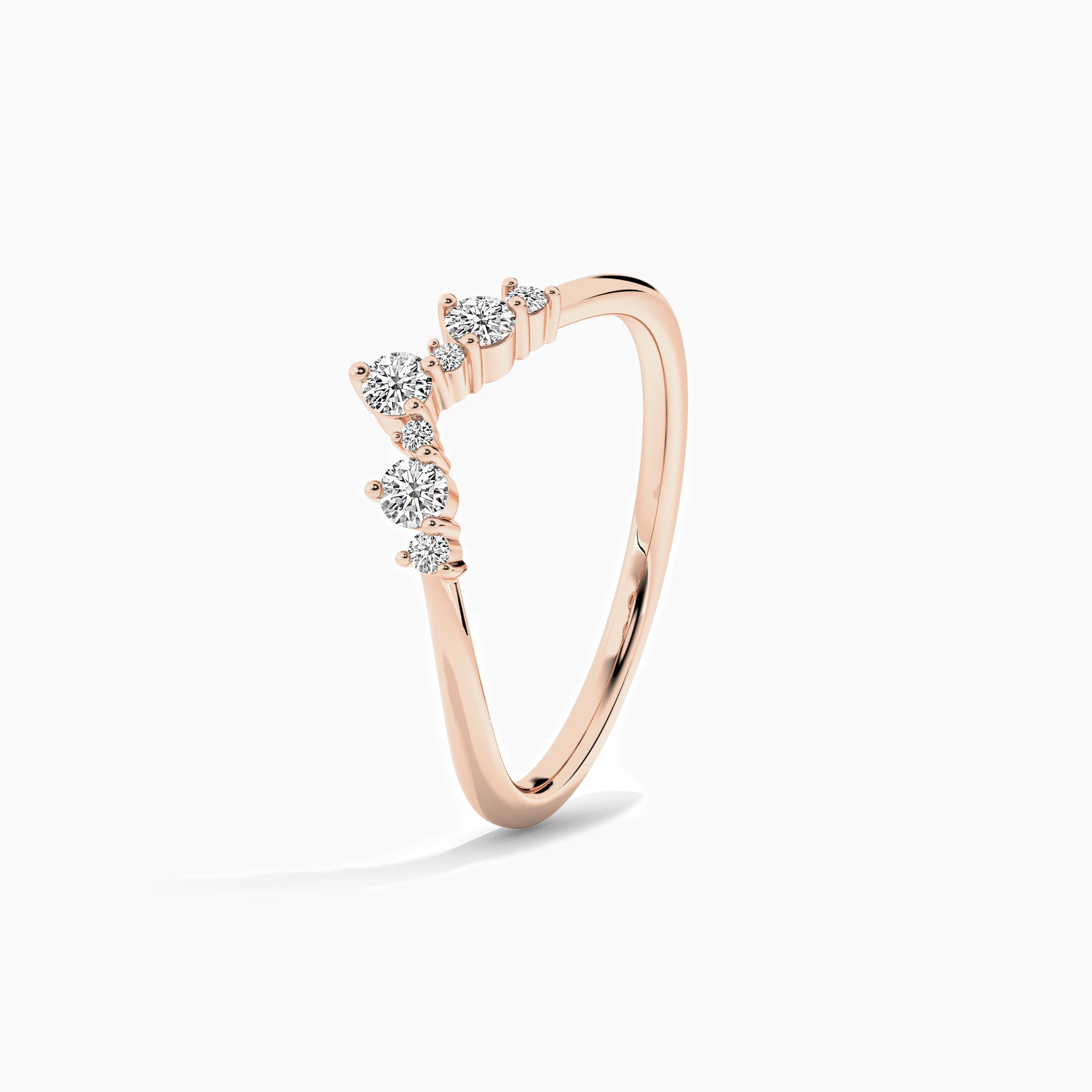 moissanite diamond curved ring rose gold