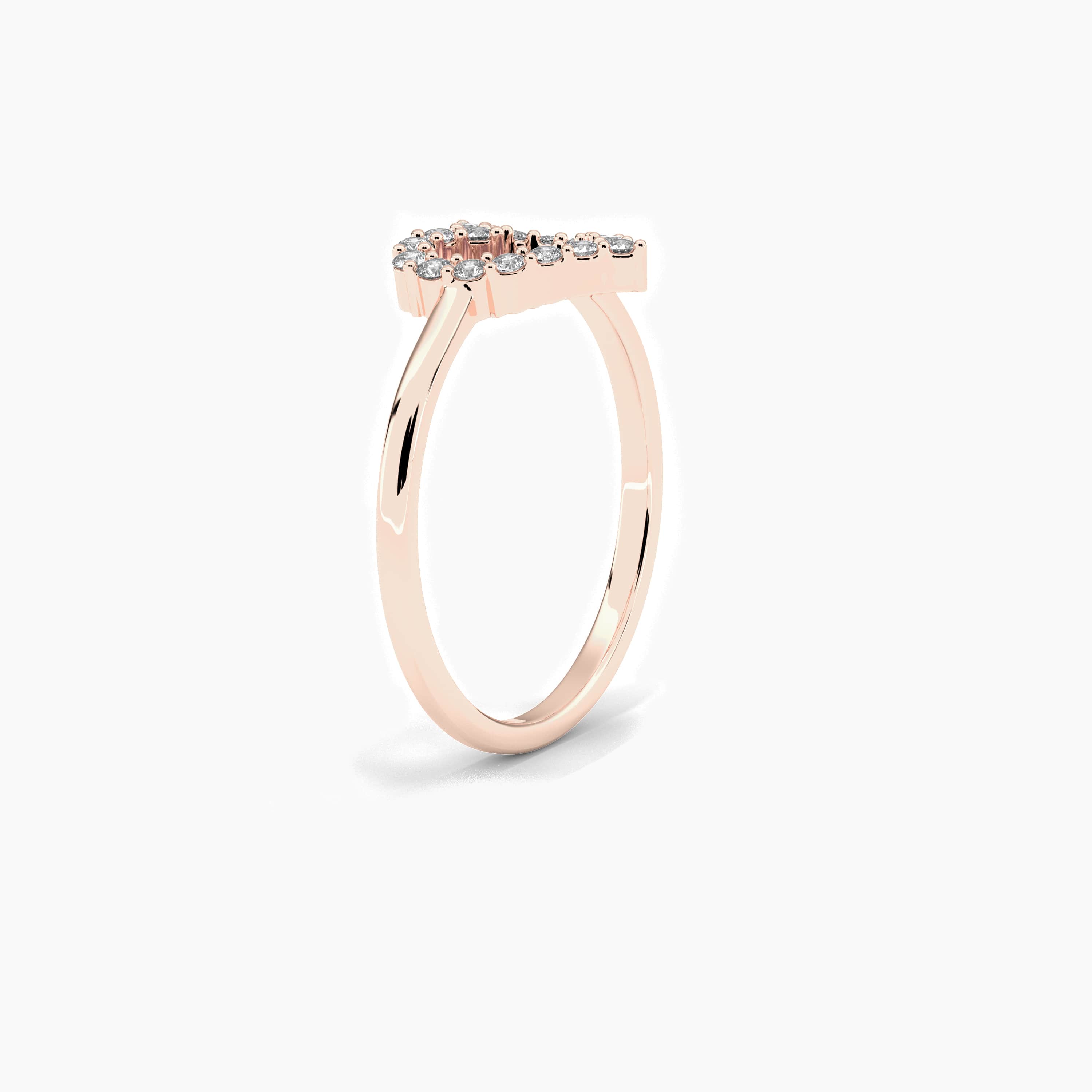 14K ROSE GOLD OPEN HEART DIAMOND RING