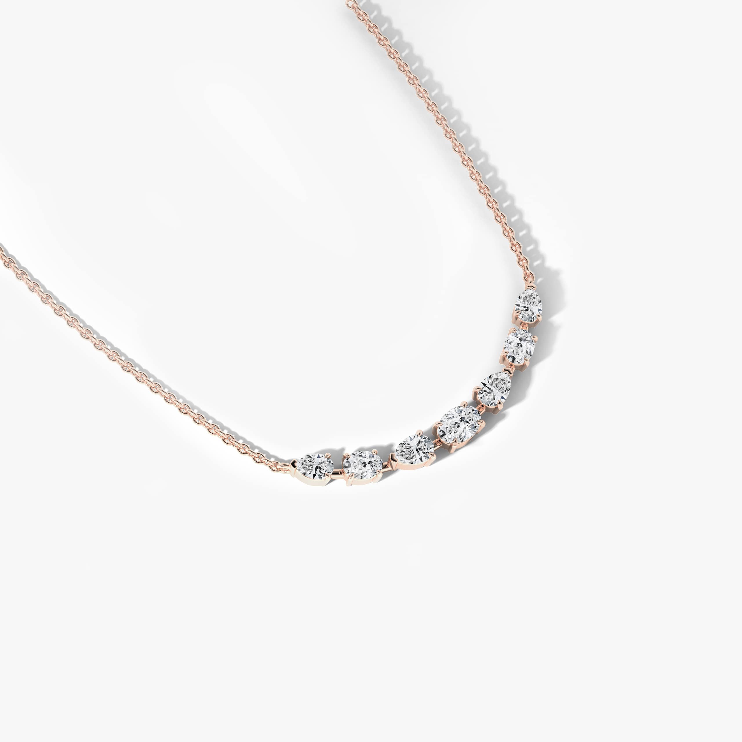 Fancy shape lab grown diamond pendant chain in rose gold