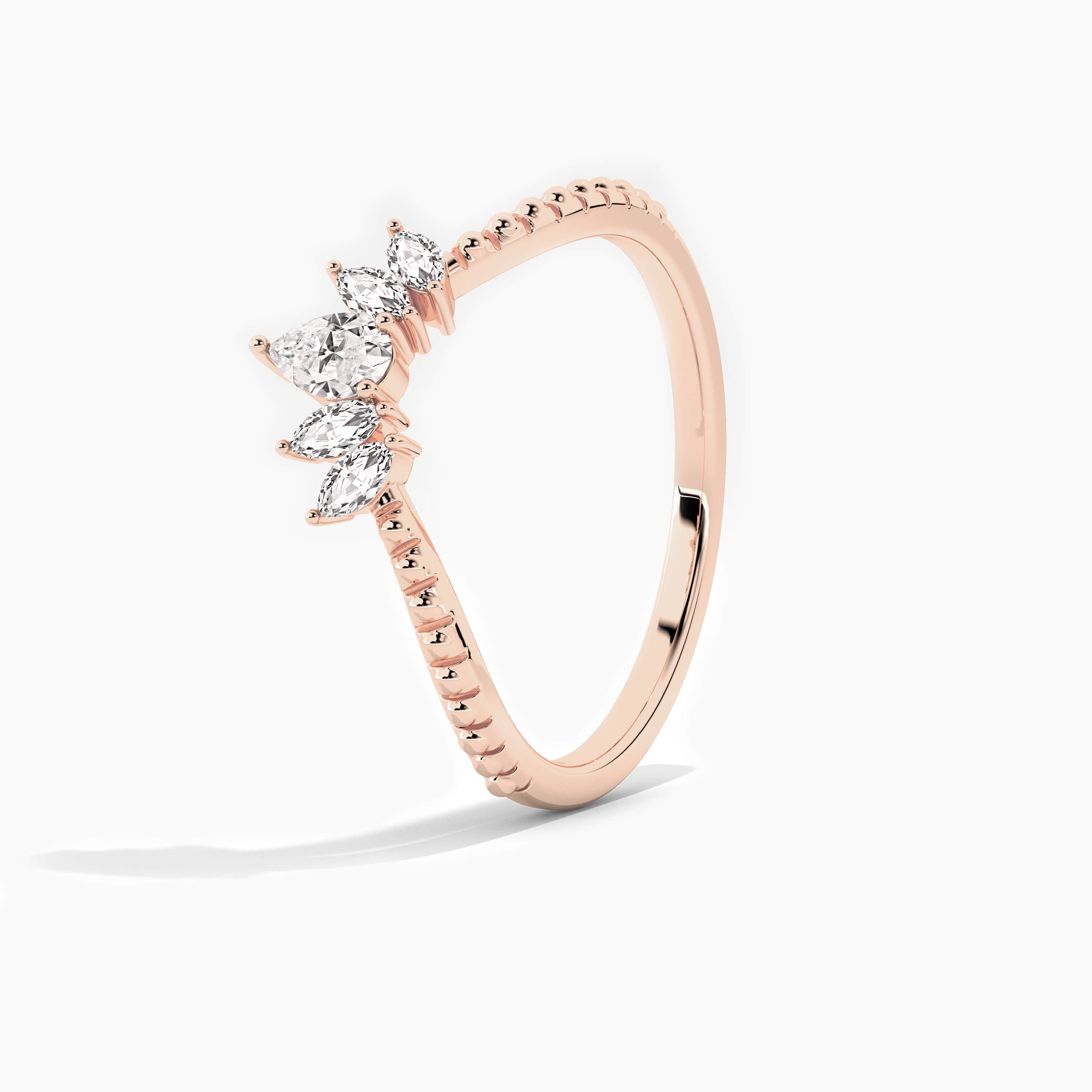 rose gold lab grown diamond curved ring